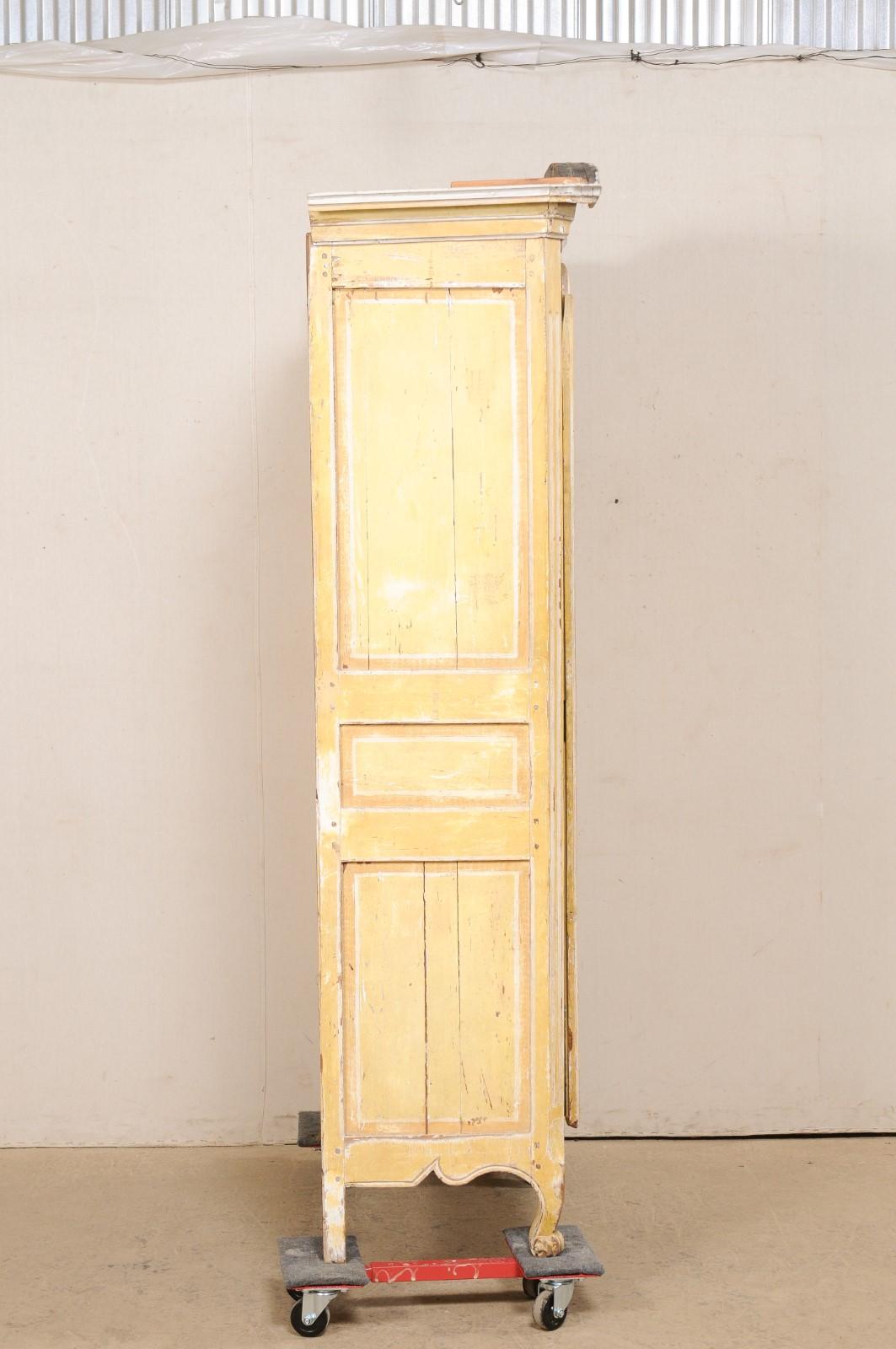 Wood Lovely French Pantry Cabinet W/Its Original Yellow Paint, 19th C For Sale
