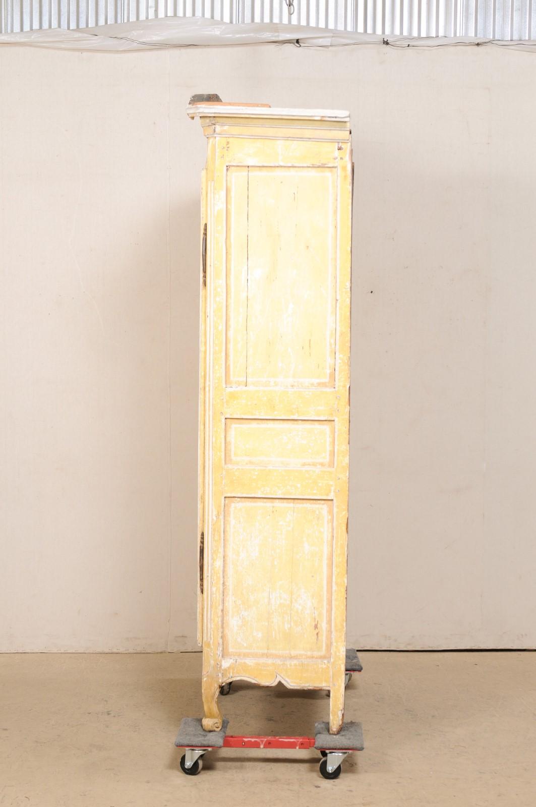 Lovely French Pantry Cabinet W/Its Original Yellow Paint, 19th C For Sale 1