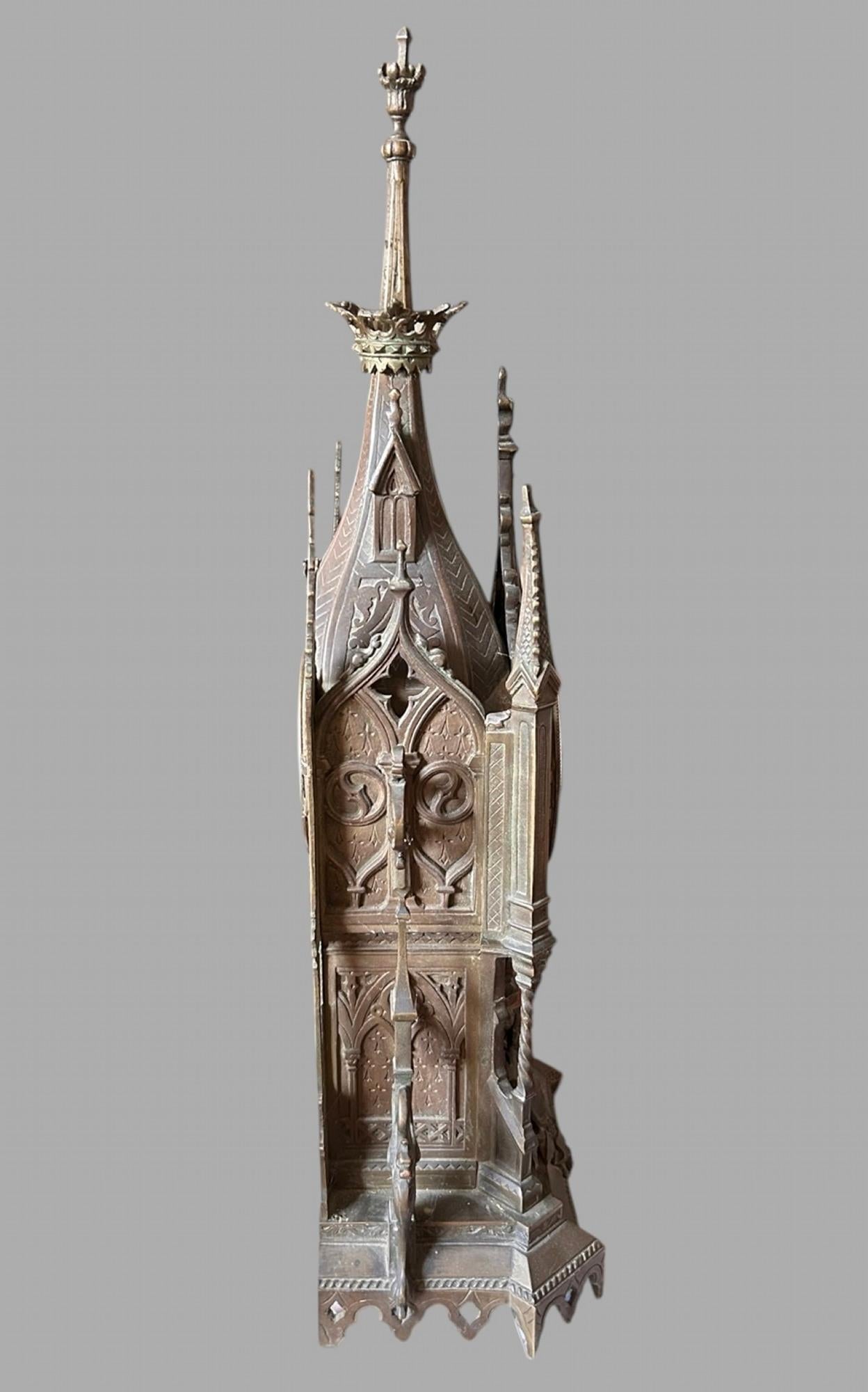 A Lovely French Bronze Gothic Shelf Clock 1