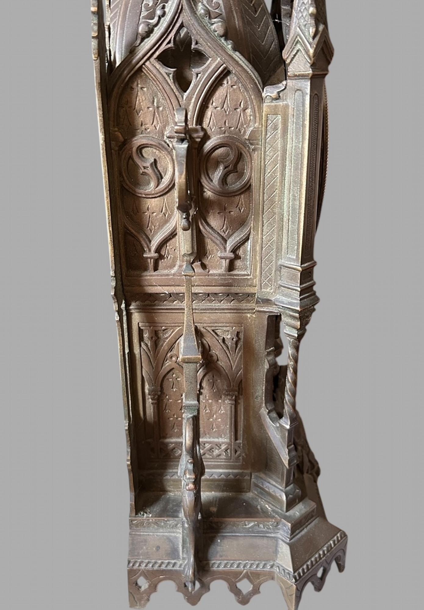 A Lovely French Bronze Gothic Shelf Clock 2