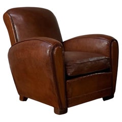 A lovely French Leather club Chair Cuban Lounge Model Circa 1940’s