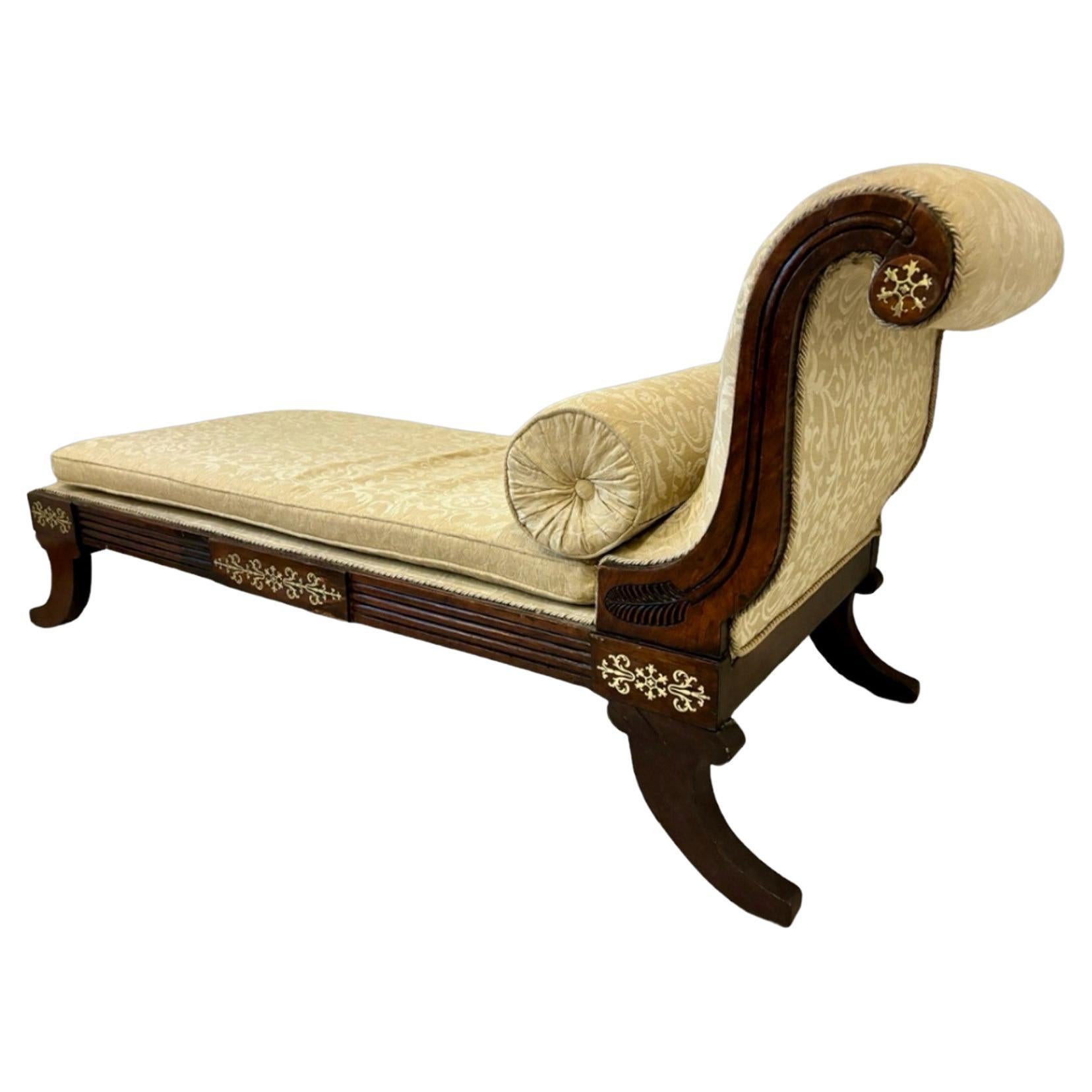 Magnifique lit de jour/chaise longue de style géorgien et régence en vente