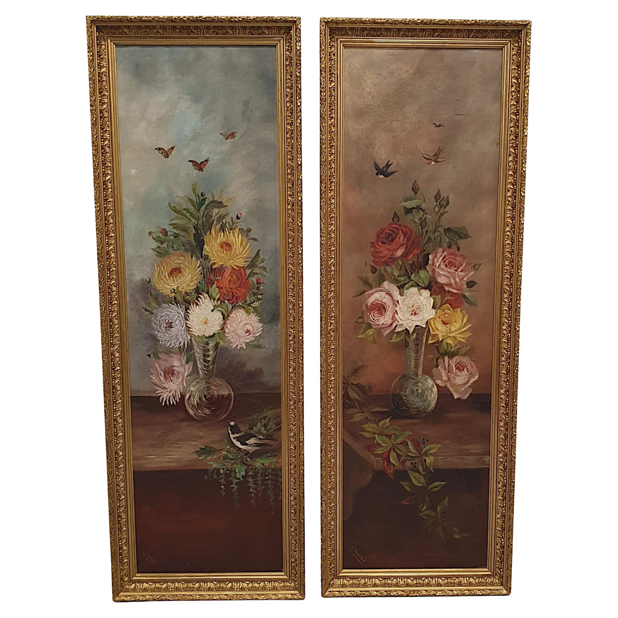 Lovely Giltwood Framed Pair of Early 20th Century Oil Paintings For Sale