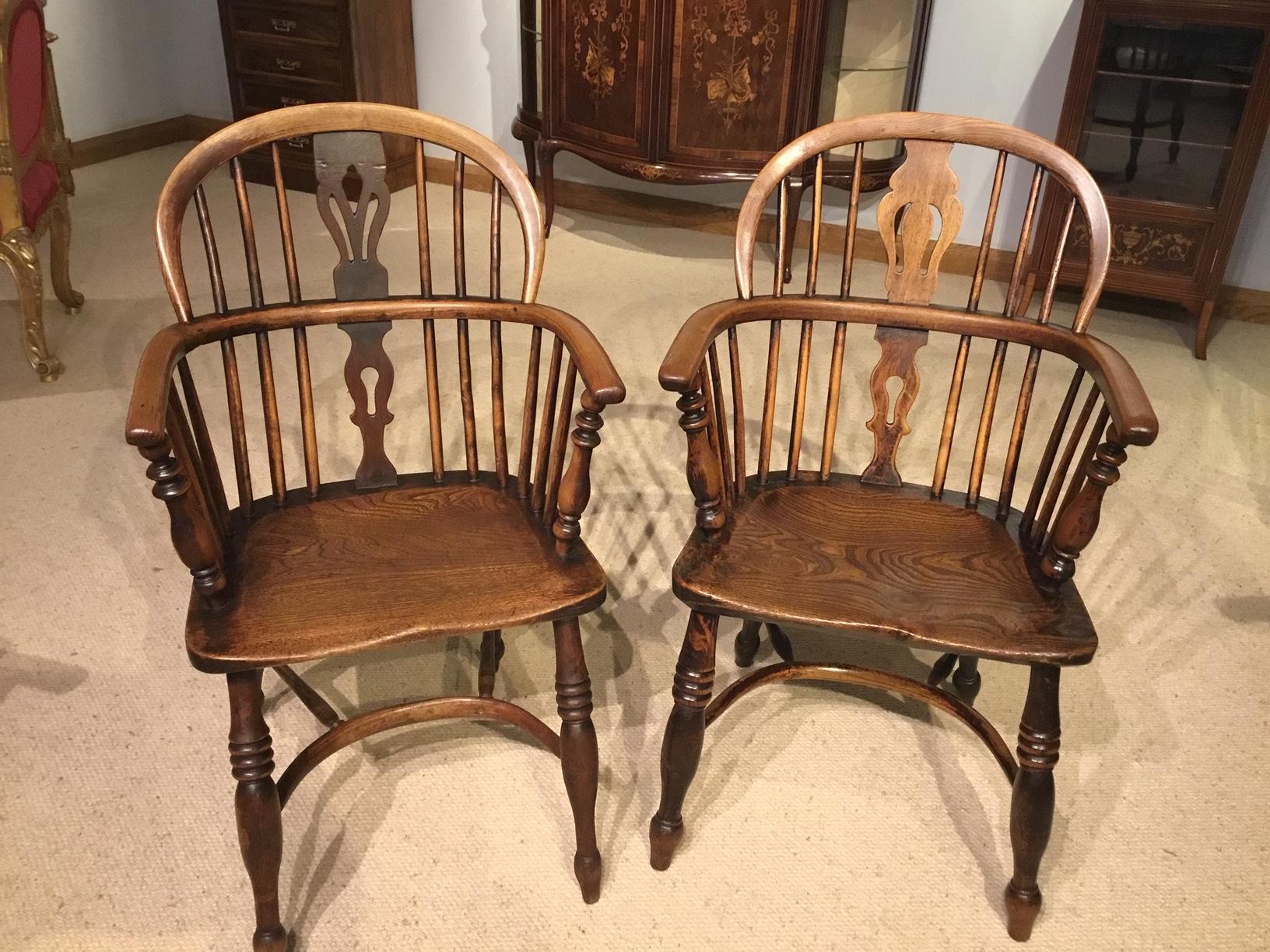 Lovely Harlequin Set of Six 19th Century Ash and Elm Antique Windsor Armchairs 8