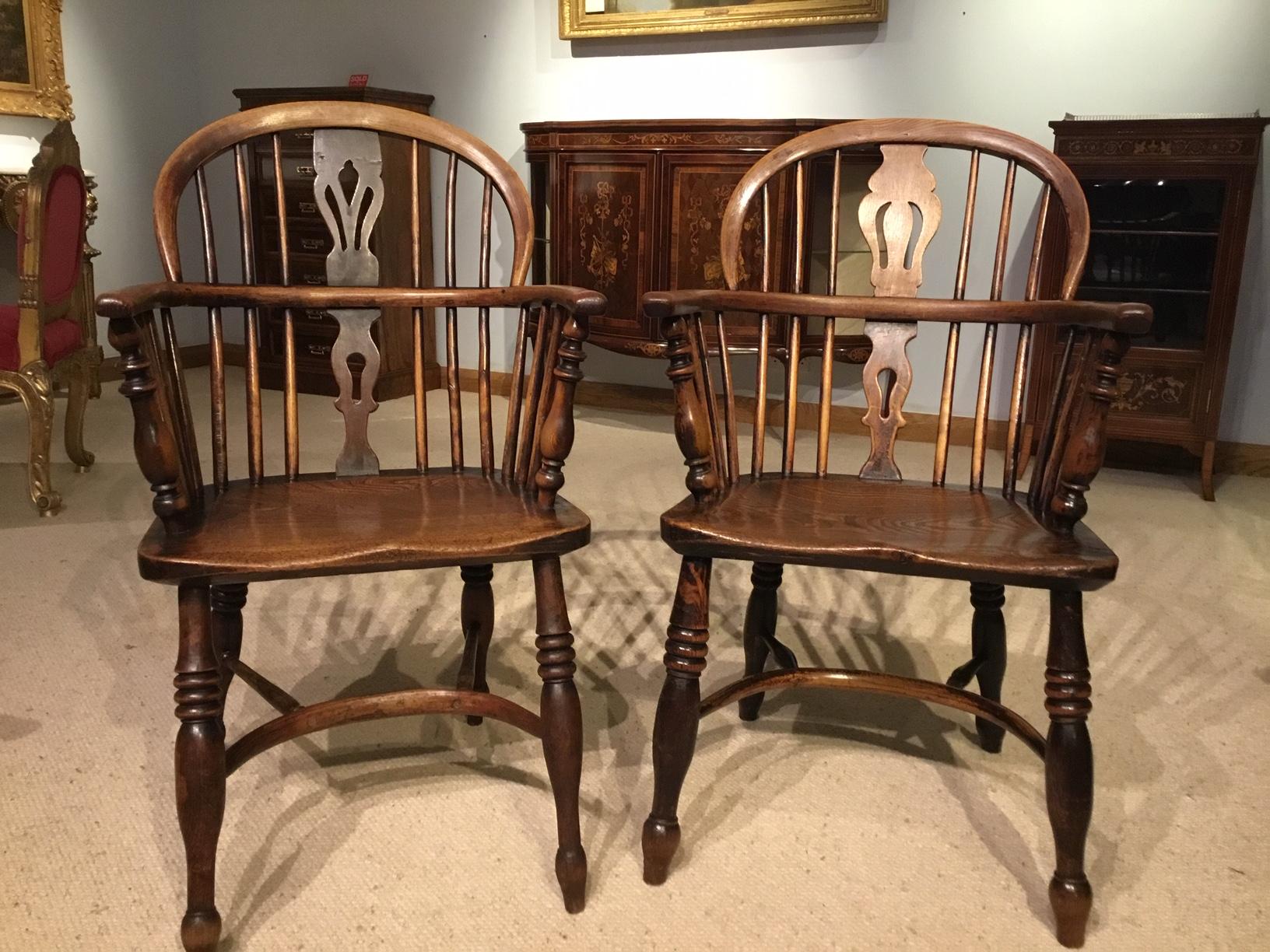 Lovely Harlequin Set of Six 19th Century Ash and Elm Antique Windsor Armchairs 9