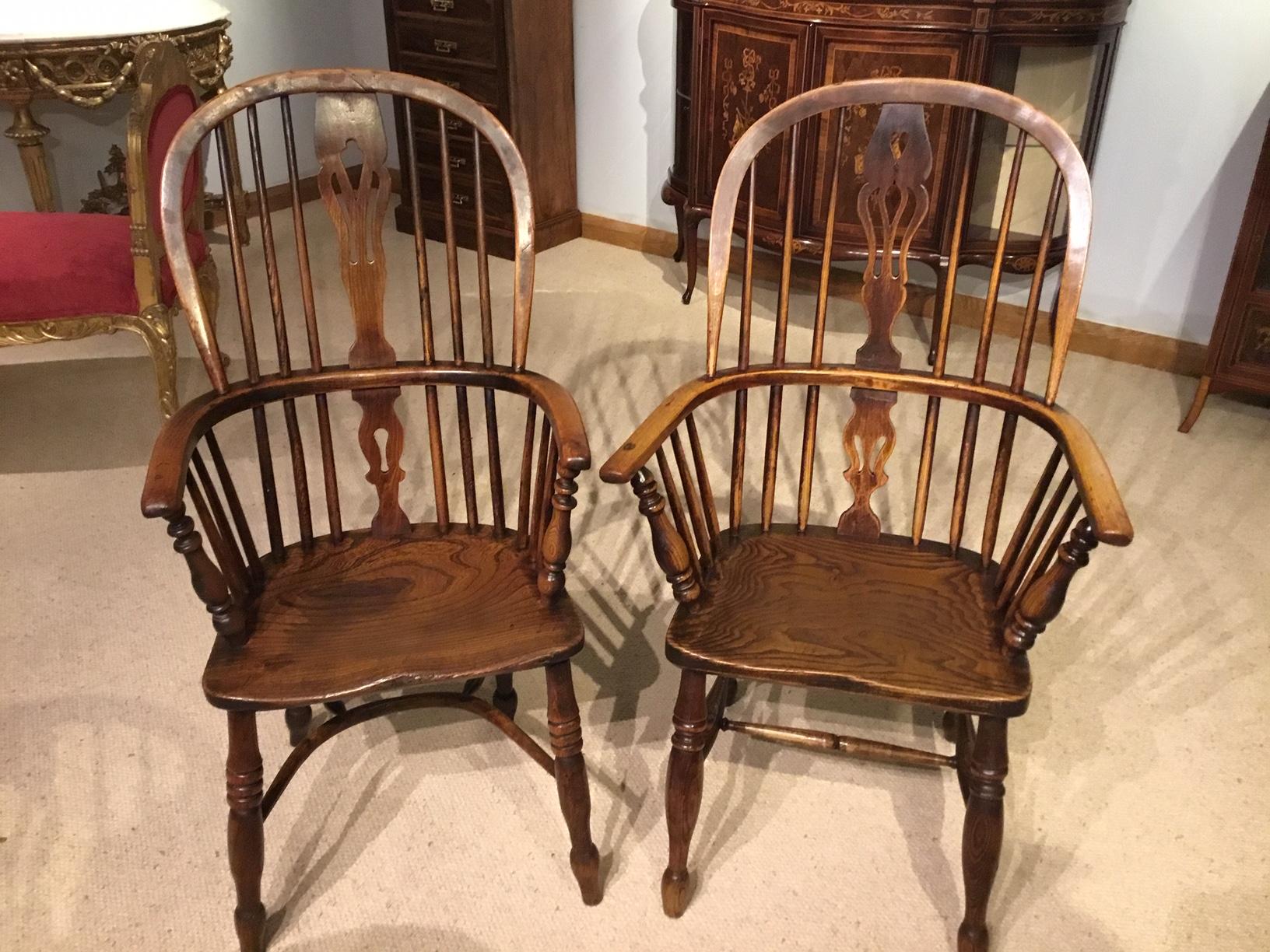 Lovely Harlequin Set of Six 19th Century Ash and Elm Antique Windsor Armchairs 2
