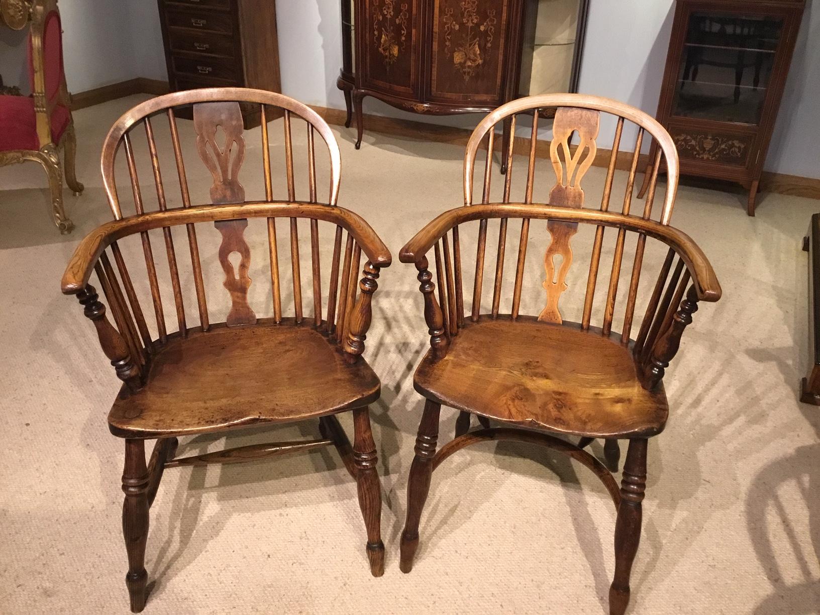 Lovely Harlequin Set of Six 19th Century Ash and Elm Antique Windsor Armchairs 3