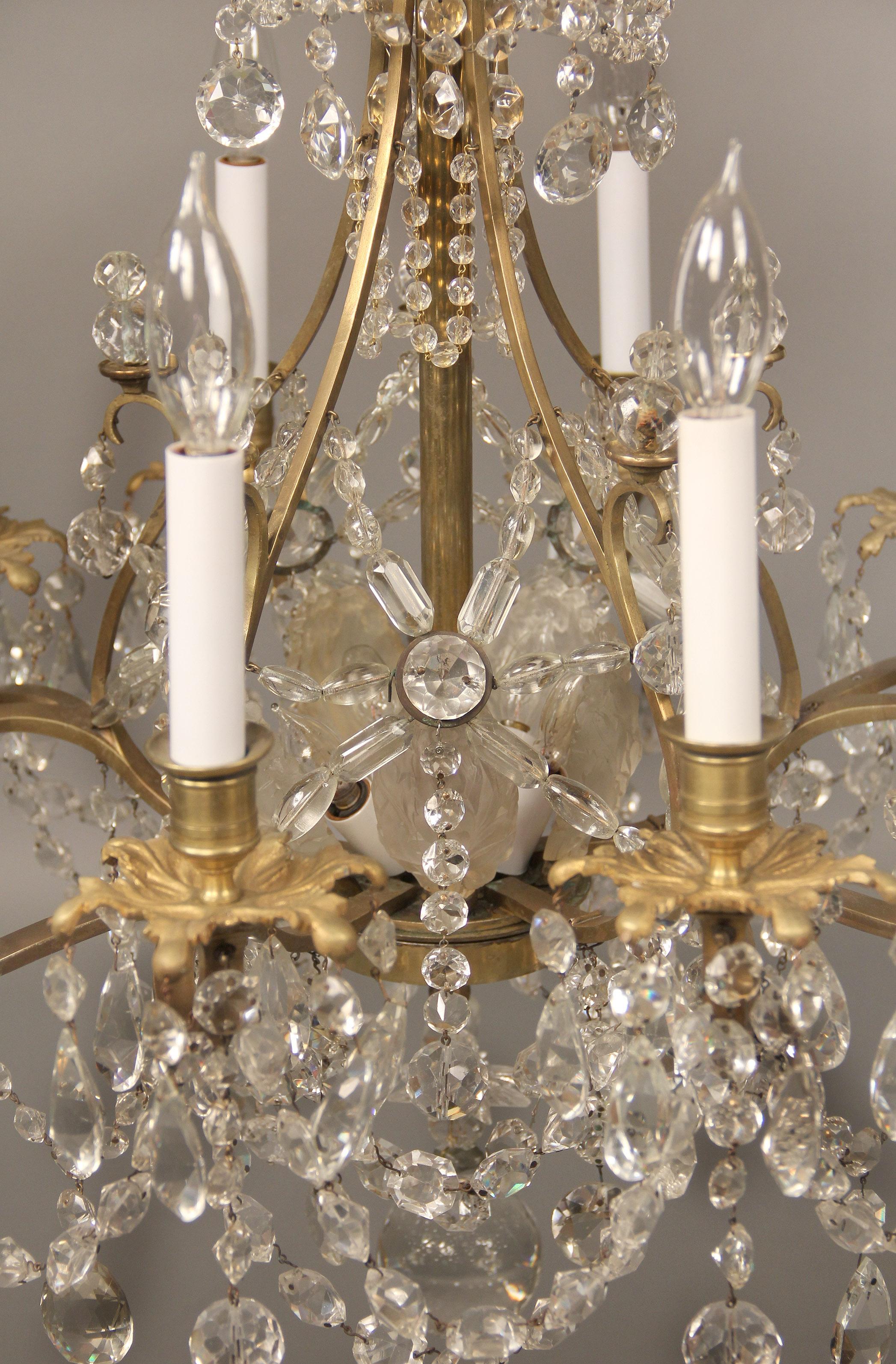 French Lovely Late 19th Century Gilt Bronze and Baccarat Crystal Chandelier For Sale