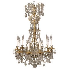 Lovely Late 19th Century Gilt Bronze and Baccarat Crystal Chandelier