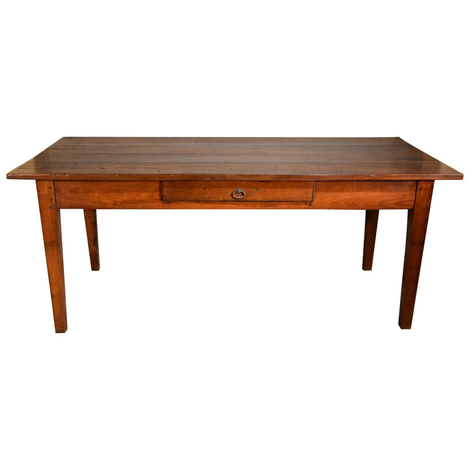 Lovely Mid-19th Century French Cherry Wood Farmhouse Table For Sale