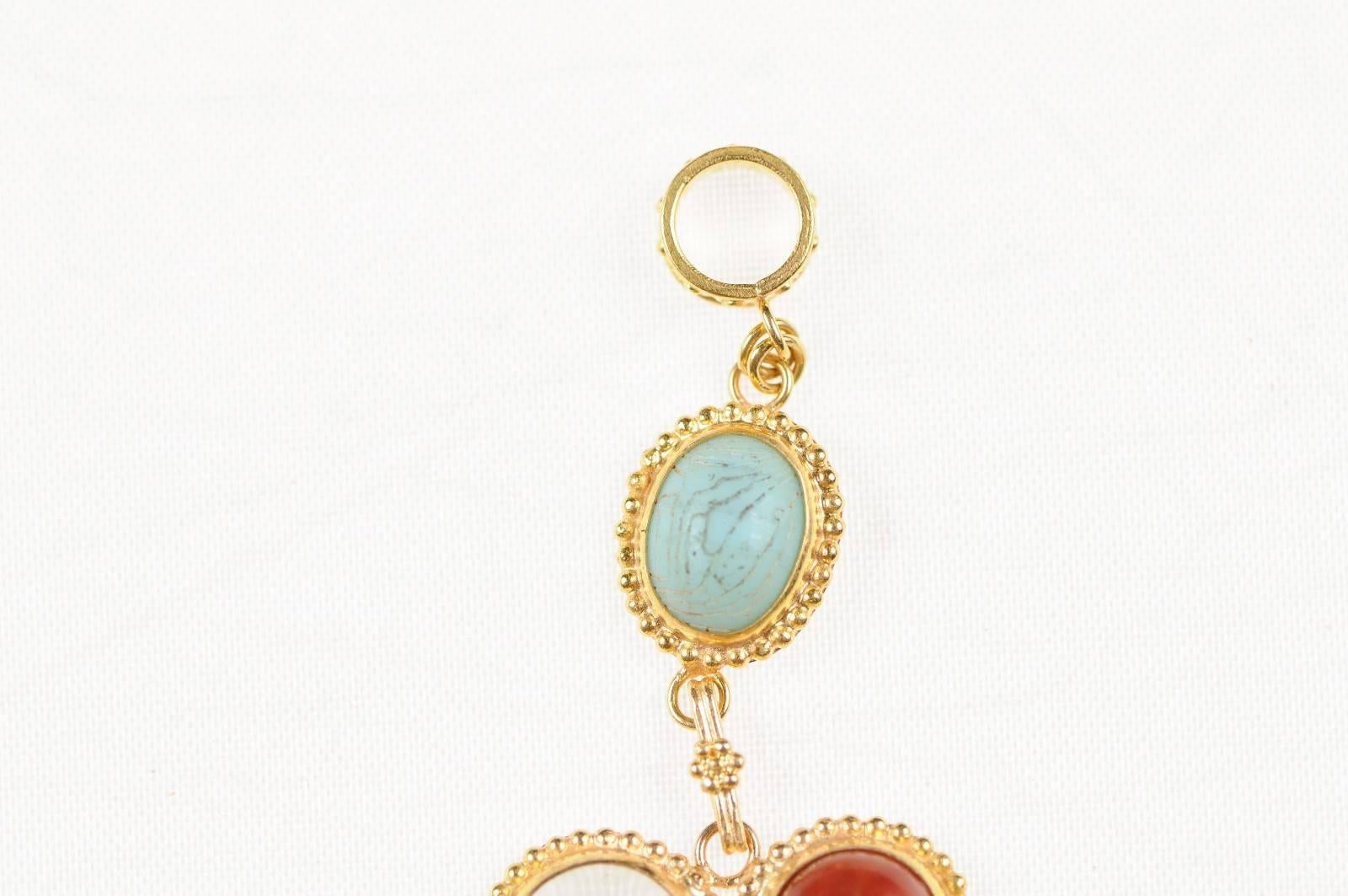 18th Century and Earlier Lovely Multicolored Drop Necklace Pendant of Old Roman Glass '400 AD-500 AD' For Sale