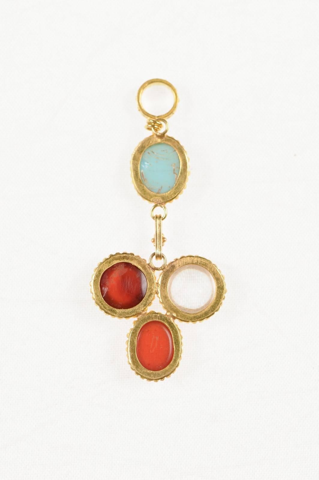 Lovely Multicolored Drop Necklace Pendant of Old Roman Glass '400 AD-500 AD' For Sale 3