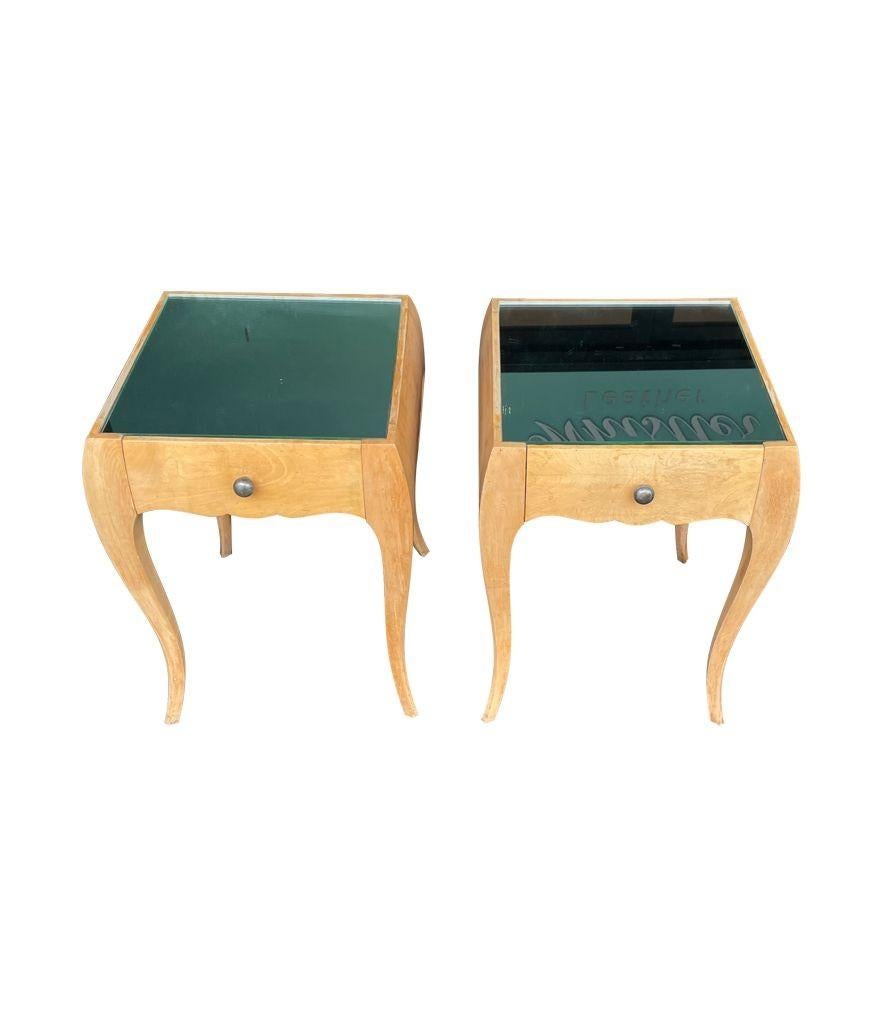 A lovely pair of 1930s sycamore bedside tables by René Prou with shaped legs For Sale 8