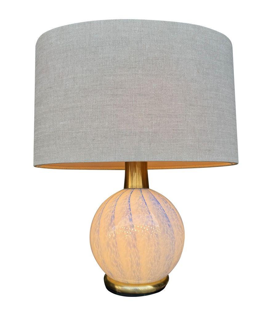 A lovely pair of 1960s blue Murano glass and brass lamps by La Murrina For Sale 6