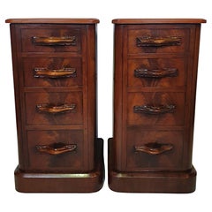 Lovely Pair of 19th Century Flame Mahogany Bedside Cupboards