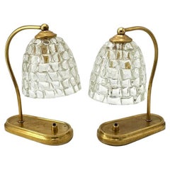 A lovely pair of Barovier 1940s Murano glass and brass table lamps