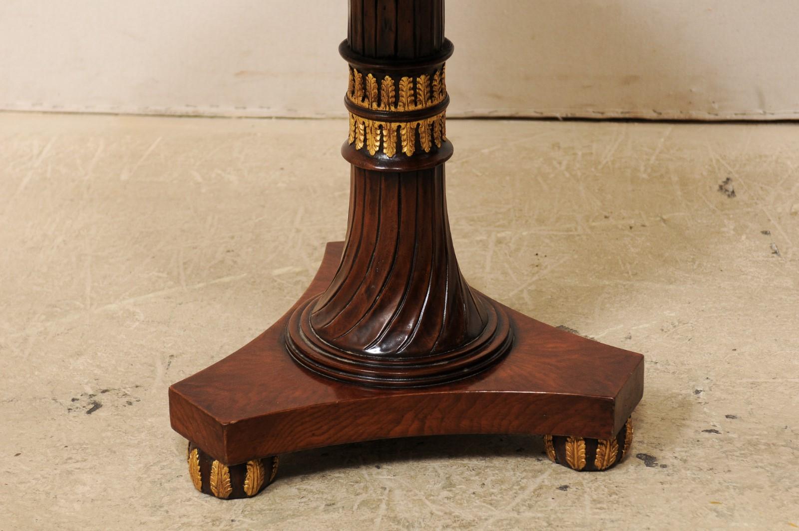 Lovely Pair of Italian Regency-Style Pedestal Side Tables with Granite Tops In Good Condition In Atlanta, GA