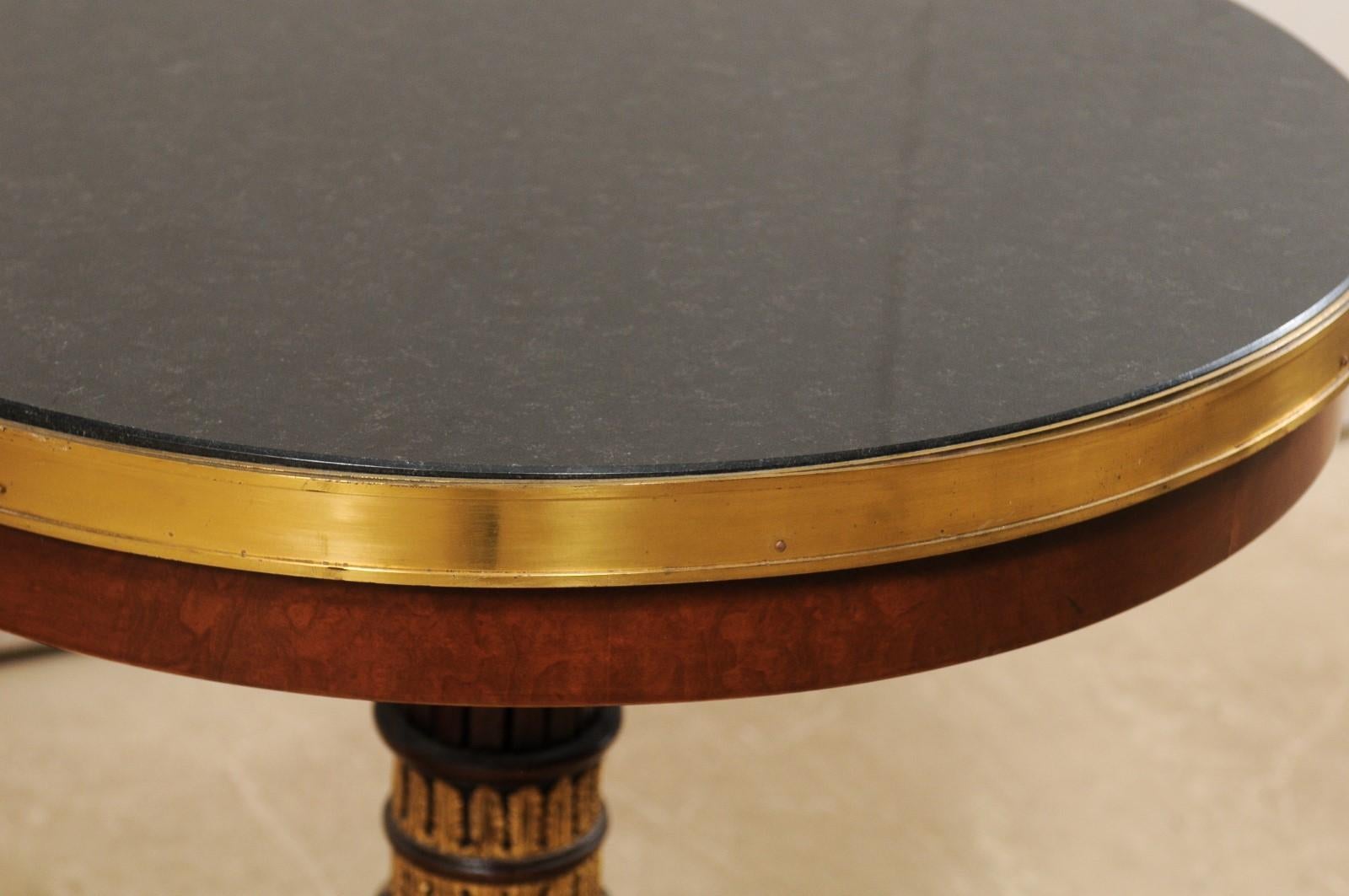 Lovely Pair of Italian Regency-Style Pedestal Side Tables with Granite Tops 3