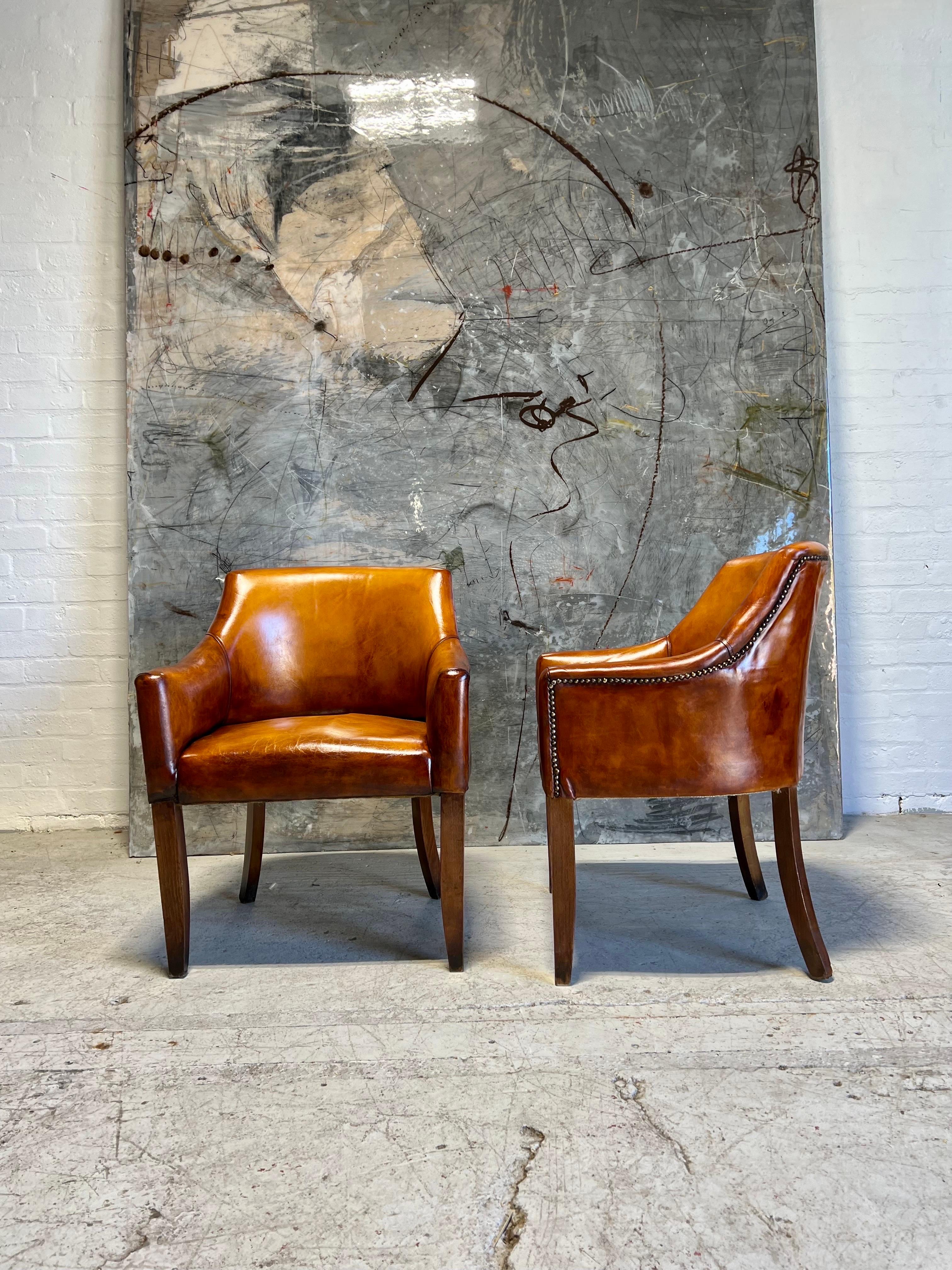 A lovely Pair of Super Neat Hand Dyed Library Chairs In Good Condition In London, GB