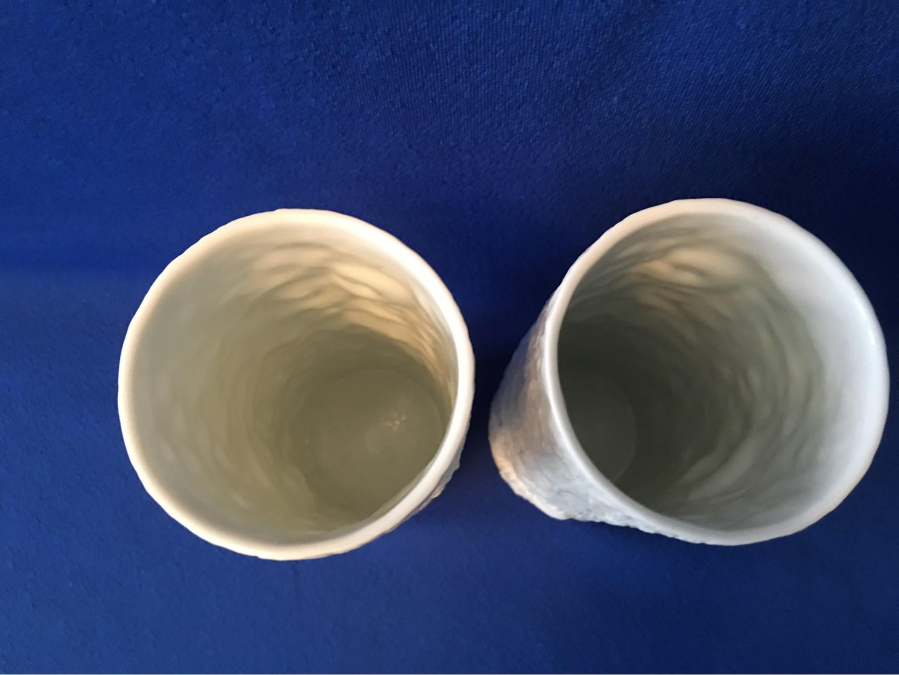 Lovely Pair of White Matte Fossil Rock Vases by Kaiser of Germany For Sale 3