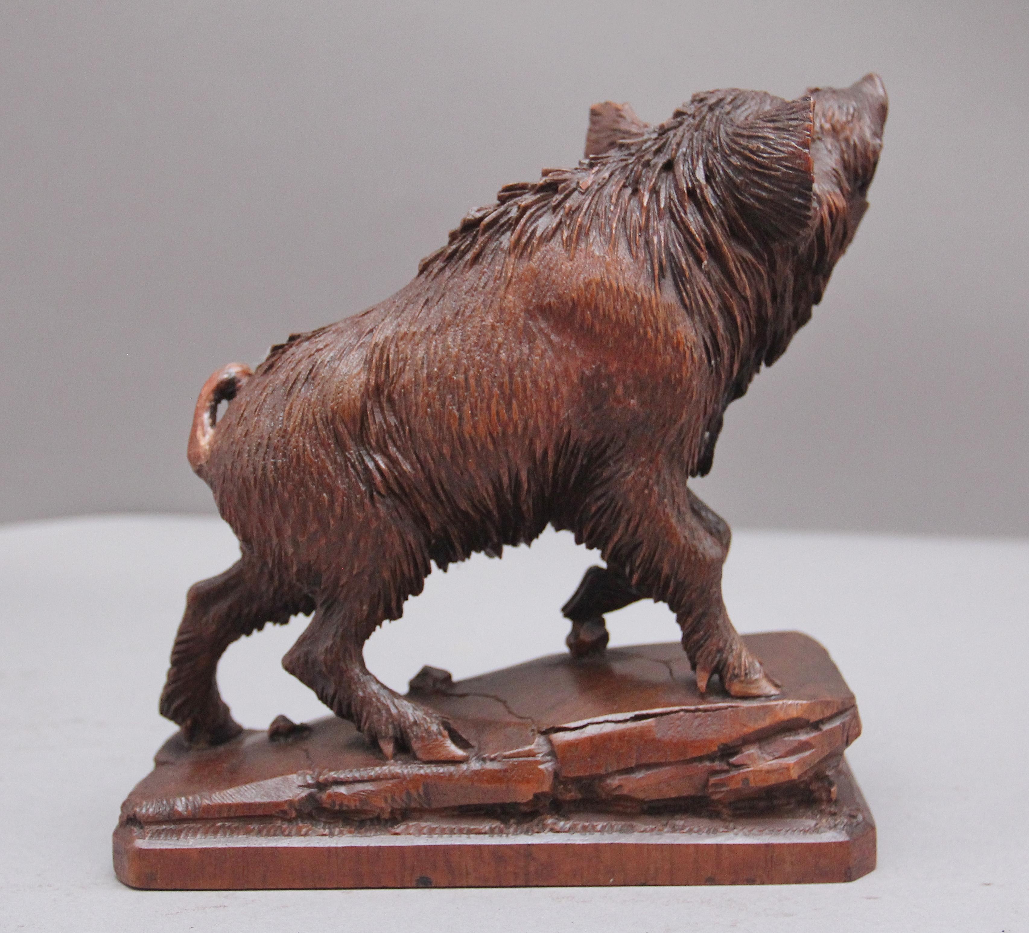 Late 19th Century Lovely Quality 19th Century Black Forest Carving of a Wild Boar