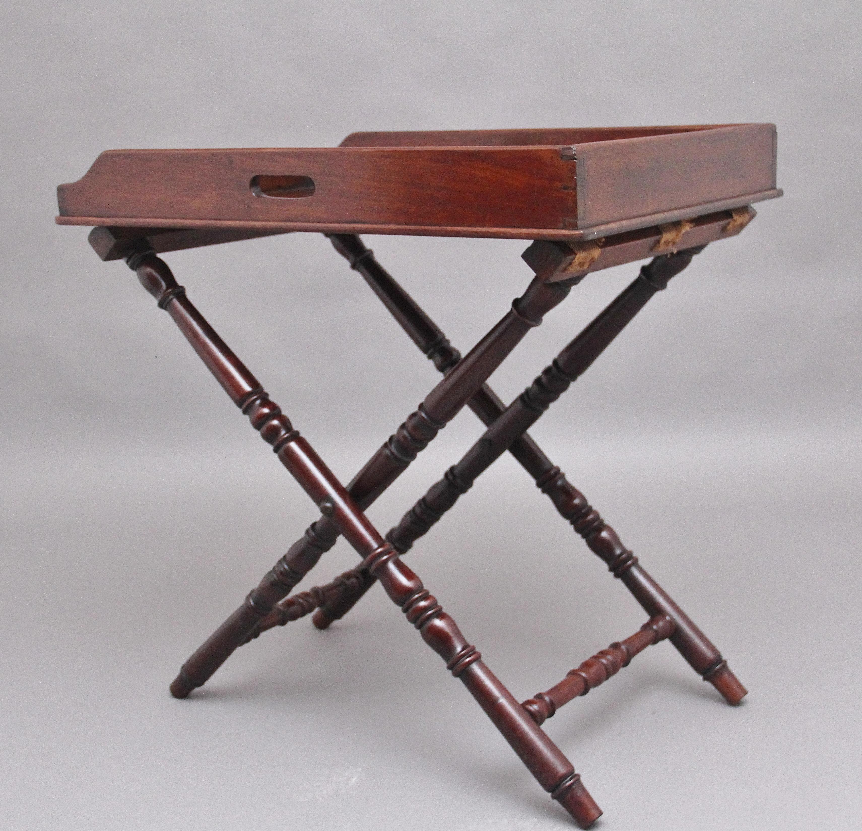 British Lovely Quality Early 19th Century Mahogany Butlers Tray on Stand For Sale