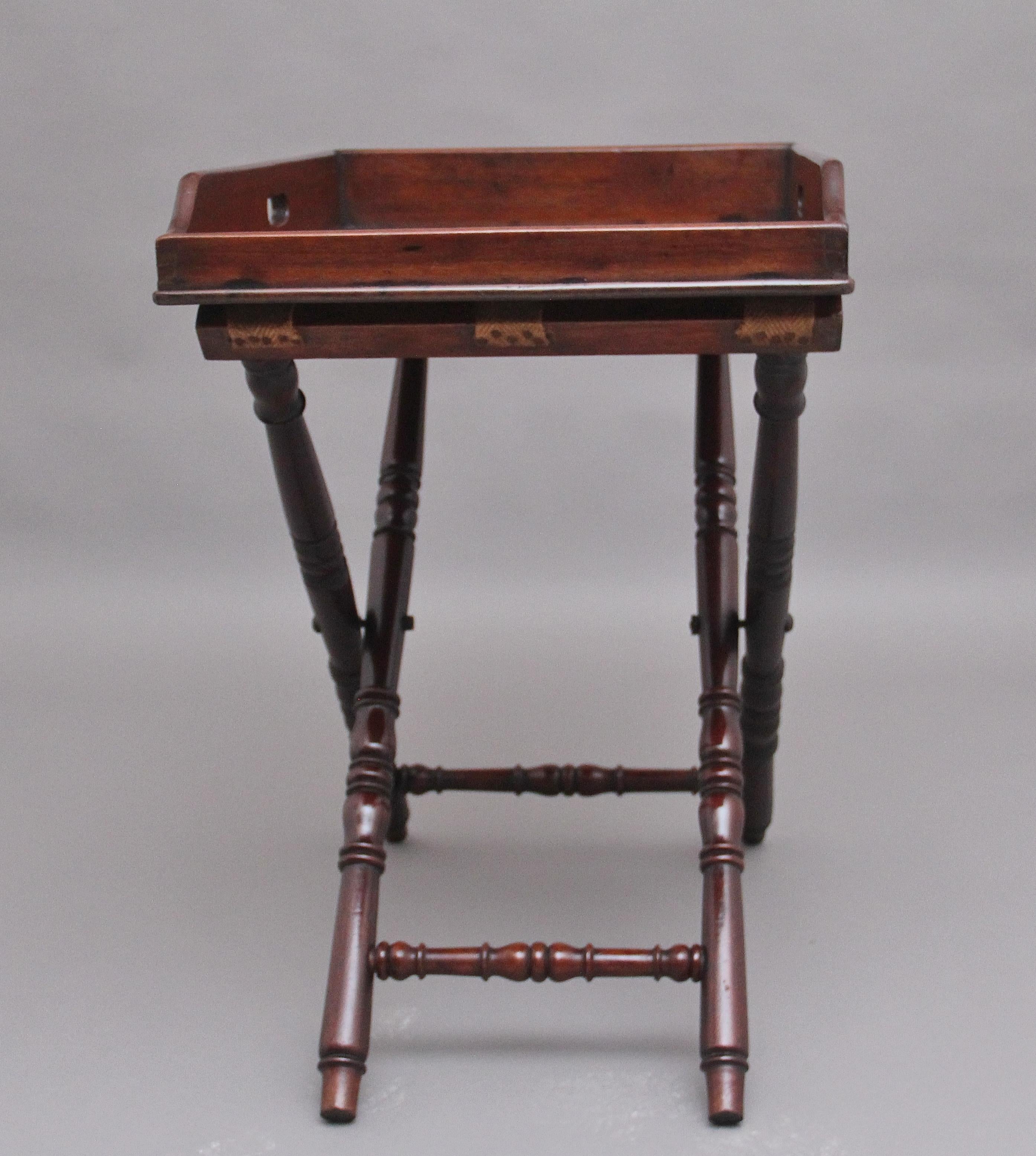 Mid-19th Century Lovely Quality Early 19th Century Mahogany Butlers Tray on Stand For Sale