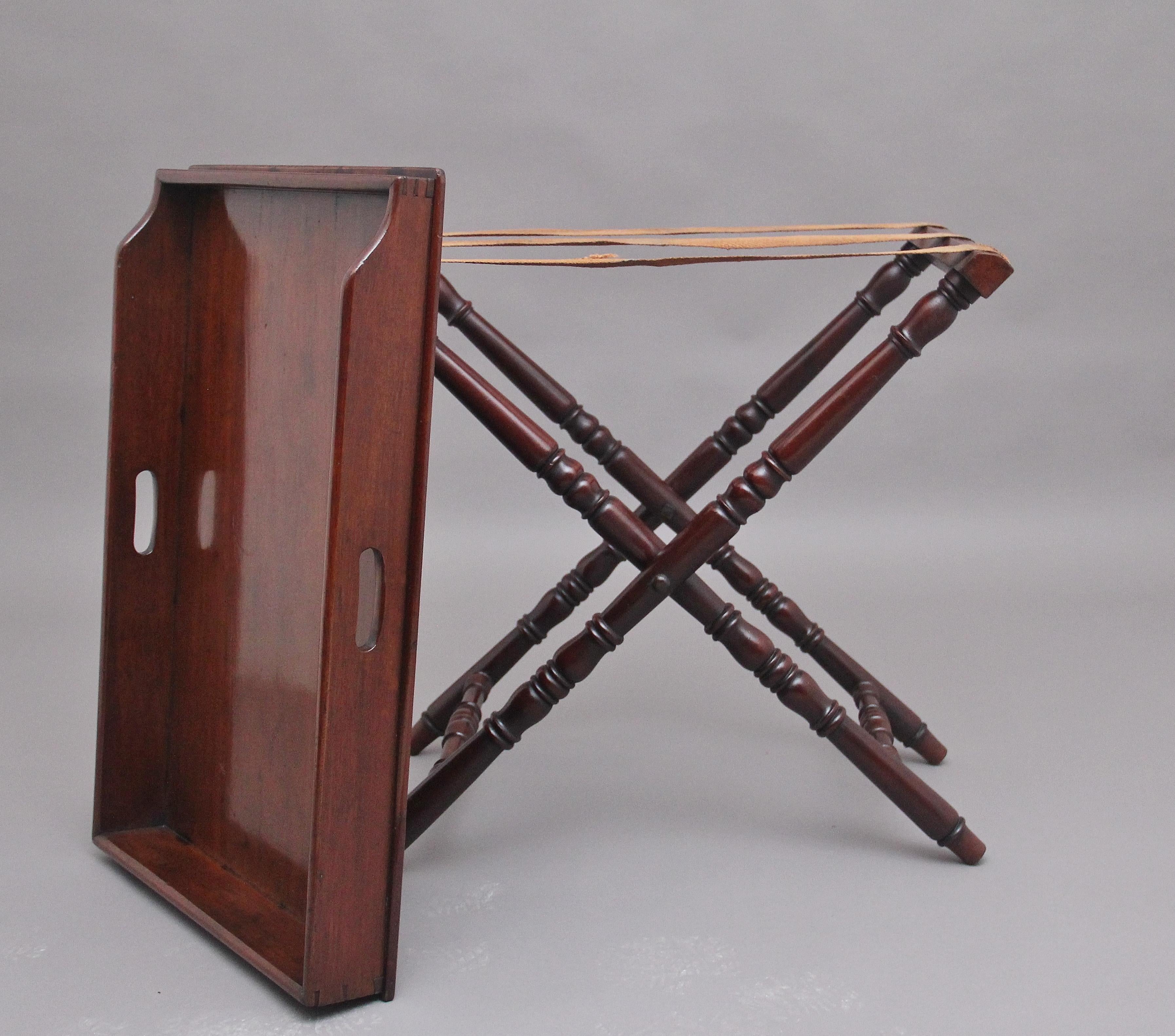 Lovely Quality Early 19th Century Mahogany Butlers Tray on Stand For Sale 1