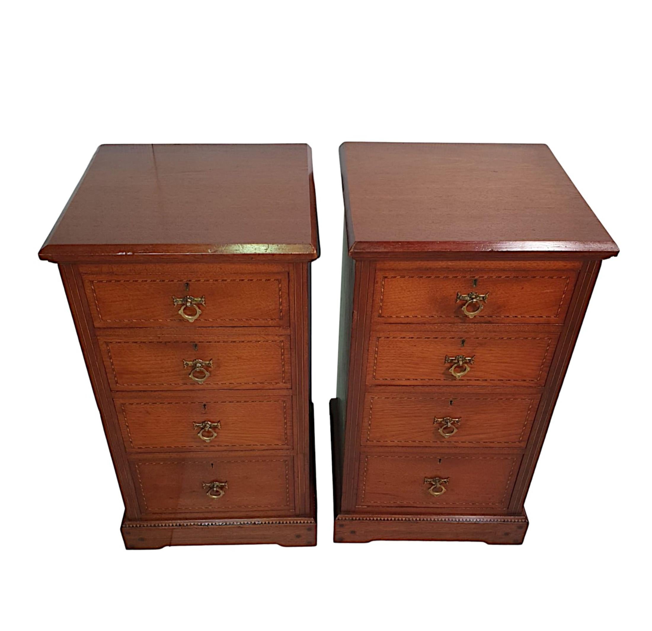English Lovely Quality Pair of 19th Century Inlaid Bedside Chests For Sale