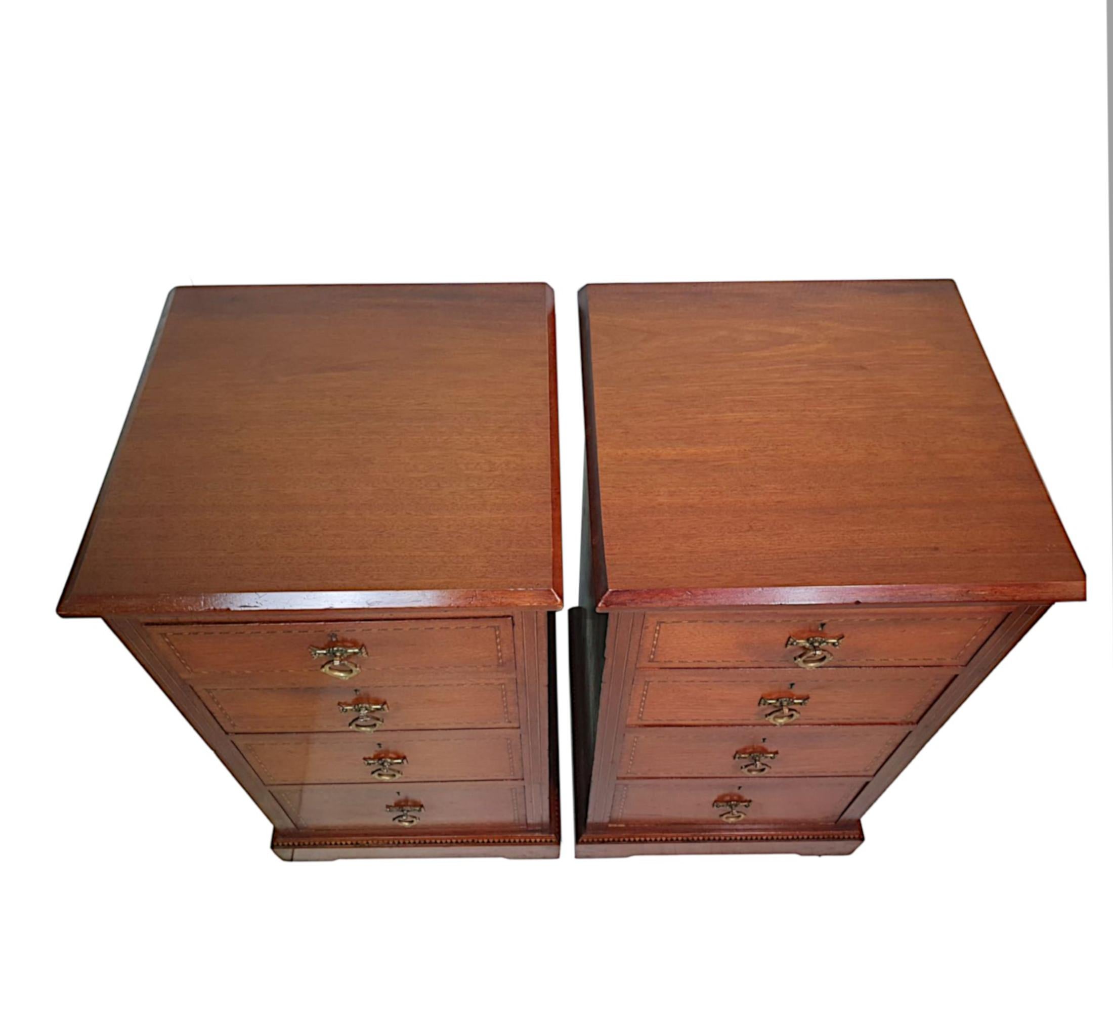 Lovely Quality Pair of 19th Century Inlaid Bedside Chests In Good Condition For Sale In Dublin, IE