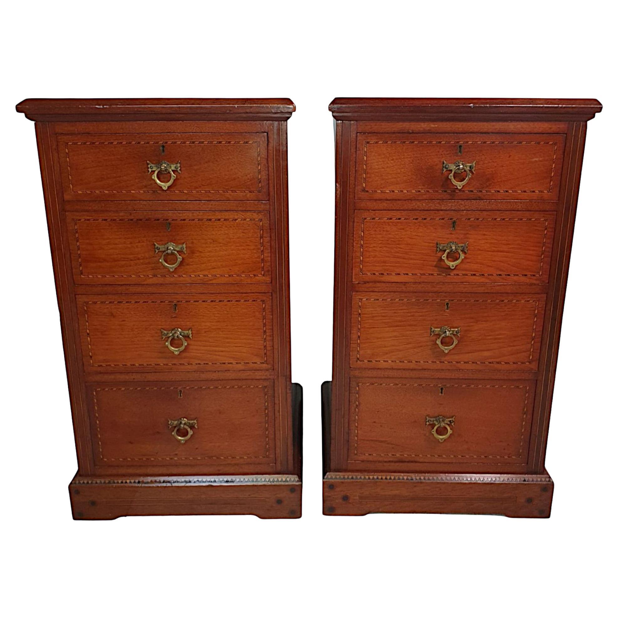 Lovely Quality Pair of 19th Century Inlaid Bedside Chests