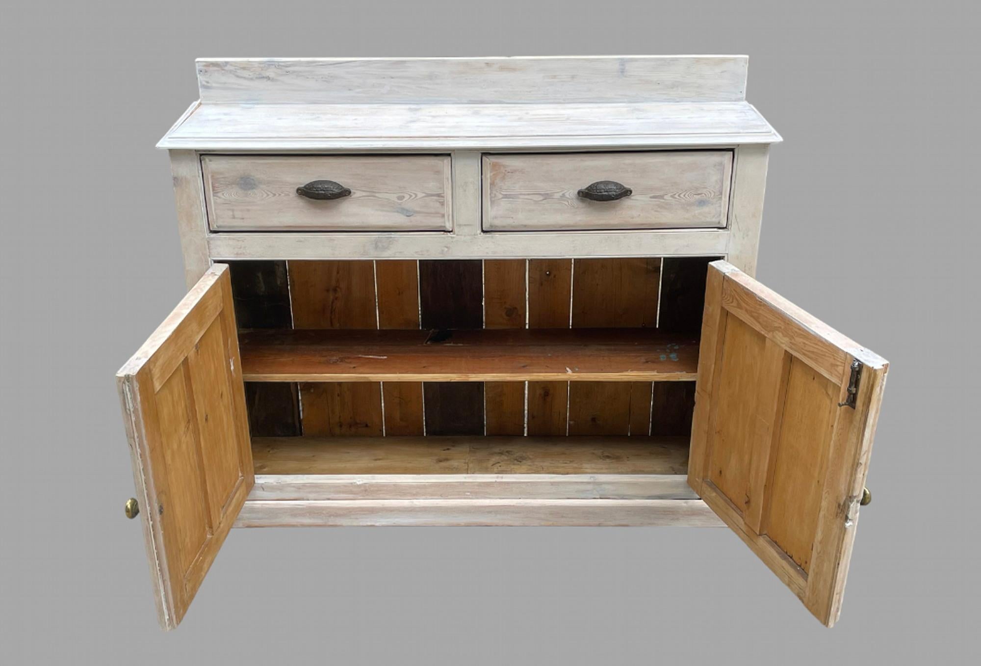 British Lovely Rustic Stripped and Limed Dresser Base
