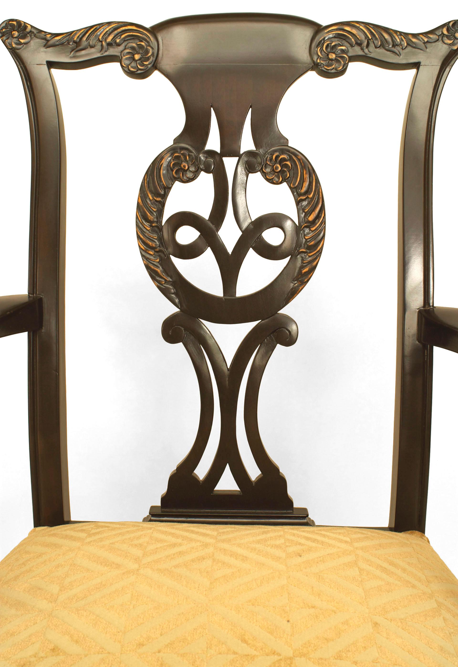 Set of 12 Irish George II Elm Wood & Chenille Chairs For Sale 1