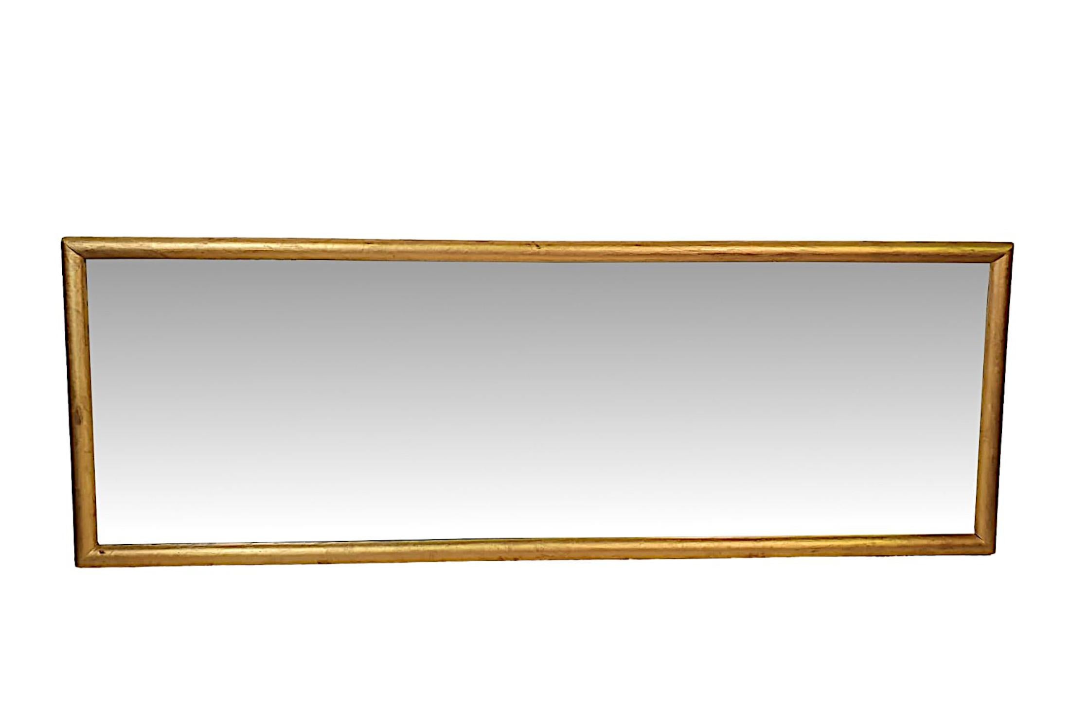 A lovely unusual 19th Century giltwood bistro style mirror of large proportions. The gorgeous sparkly period mercury glass plate set within an elegantly simple moulded giltwood frame of rectangular form and can be hung in both the landscape or