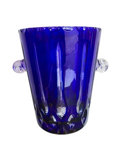 Lovely Val Saint Lambert Cobalt Blue Crystal Champagne Bucket