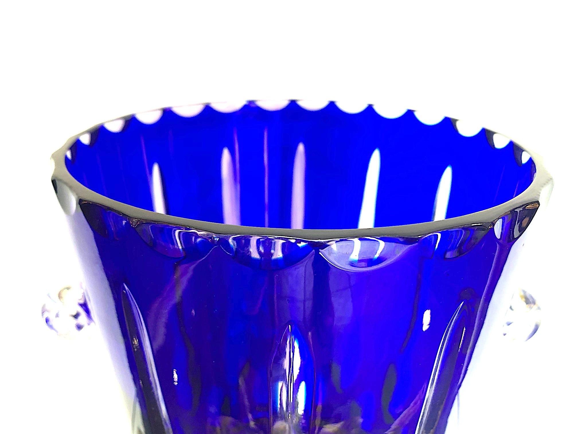 Mid-Century Modern Lovely Val Saint Lambert Cobalt Blue Crystal Champagne Bucket