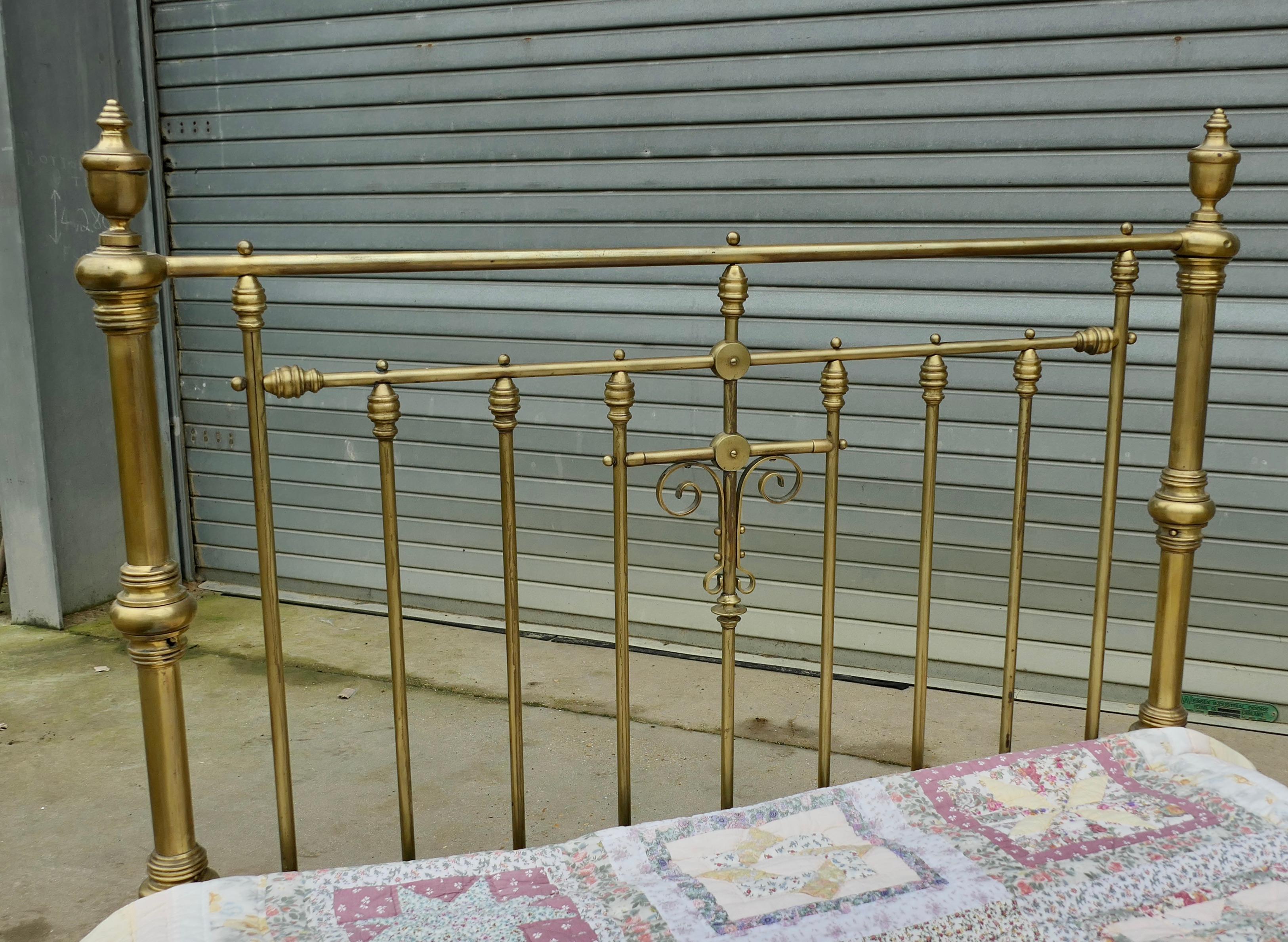 Late 19th Century A Lovely Victorian Arts and Crafts Brass Double Bed