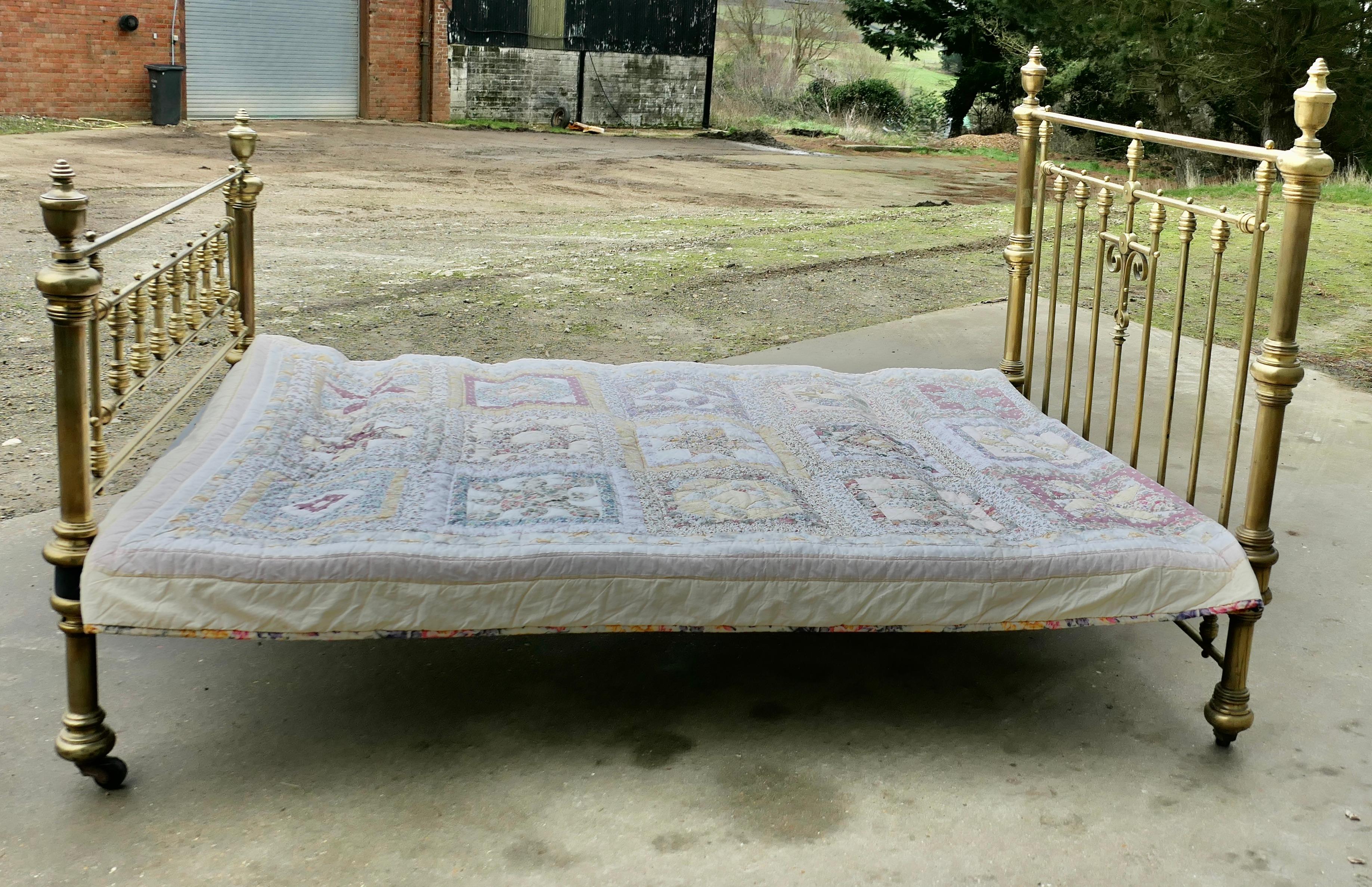 A Lovely Victorian Arts and Crafts Brass Double Bed 3