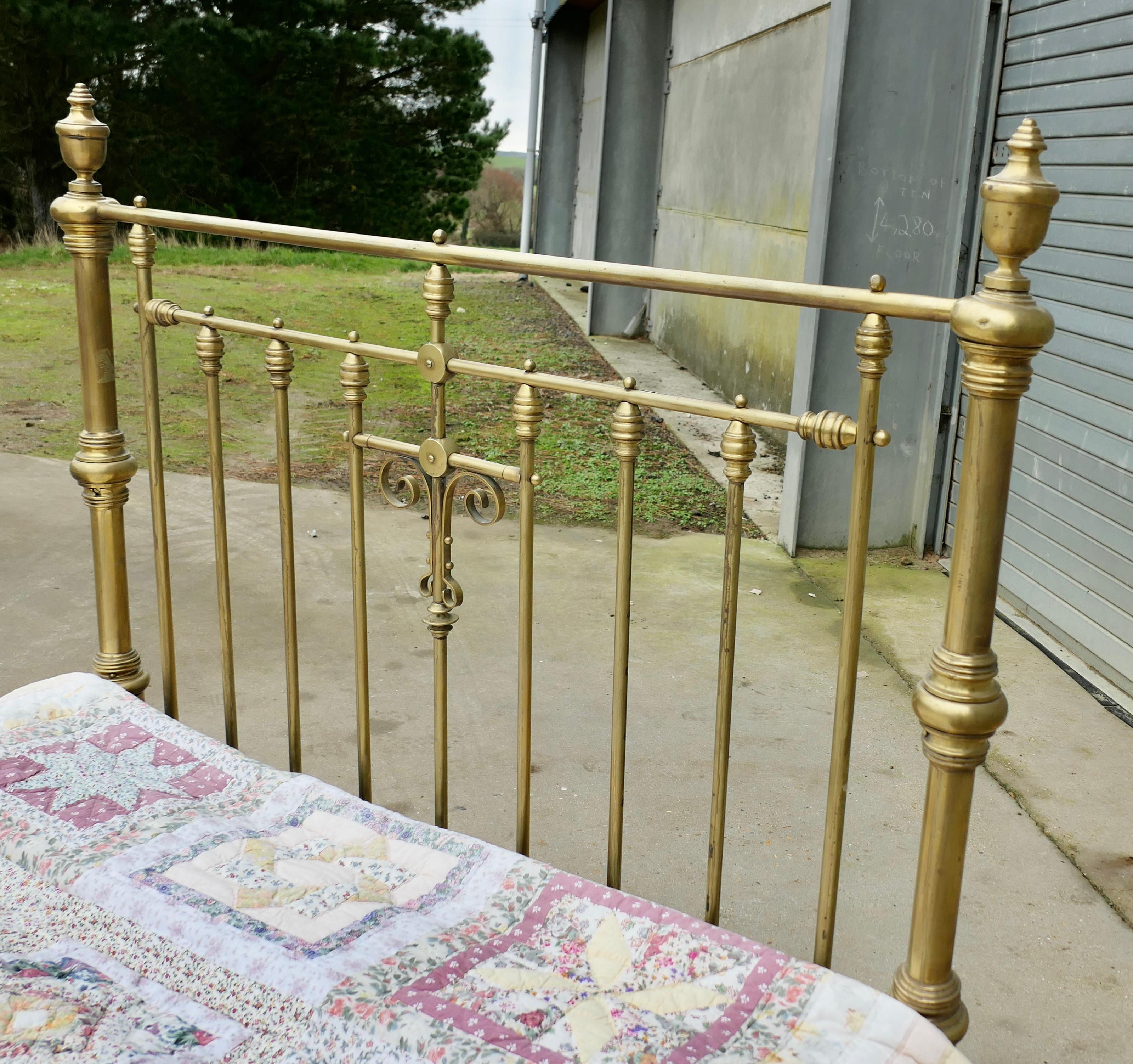 A Lovely Victorian Arts and Crafts Brass Double Bed 4