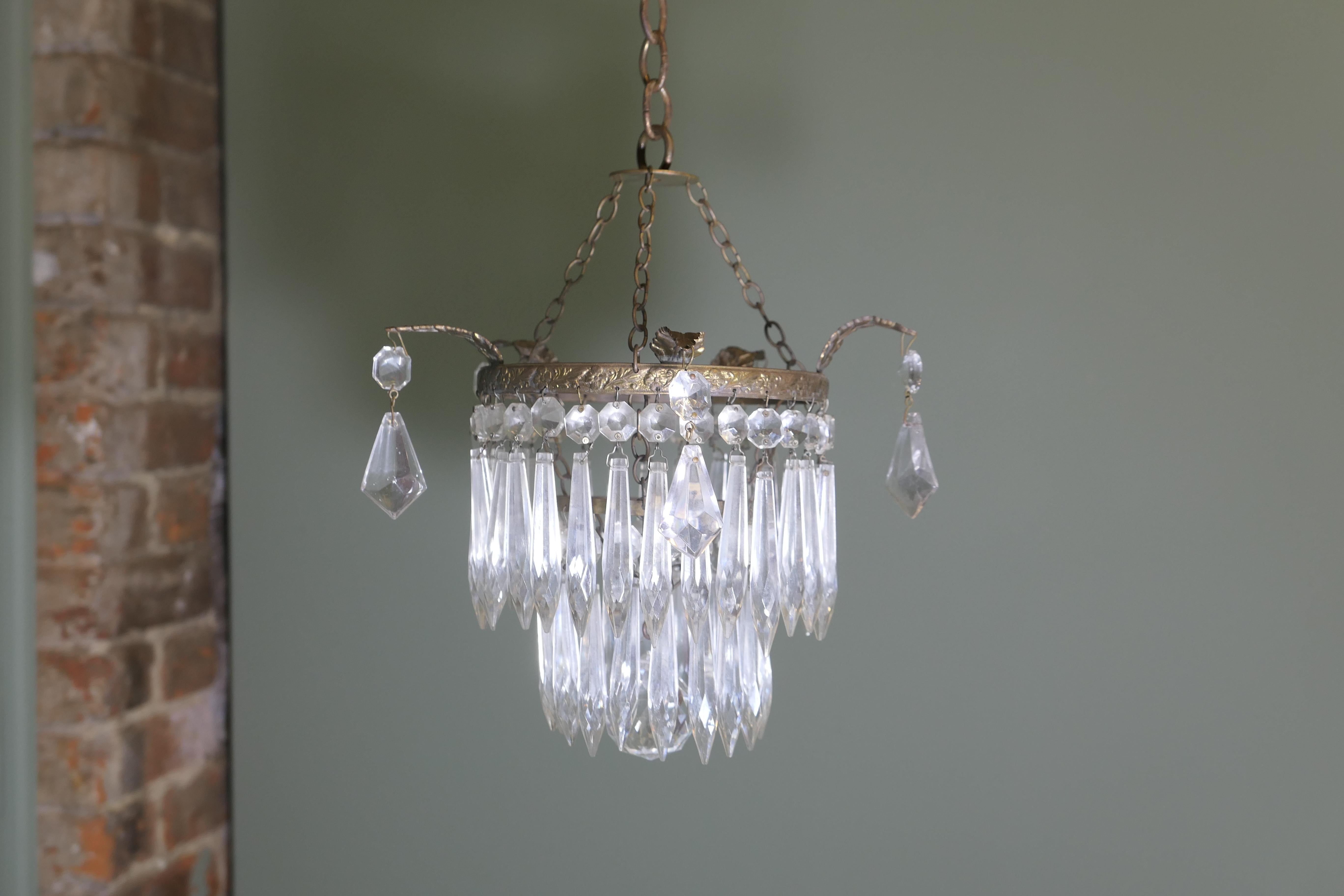A Lovely Waterfall 2 Tier Crystal Chandelier im Angebot 1