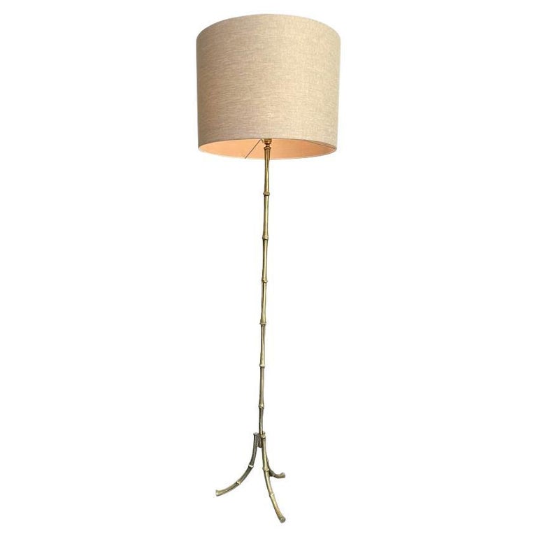 Maison Baguès Faux-Bamboo Brass Floor Lamp, 1960, offered by Ed Butcher