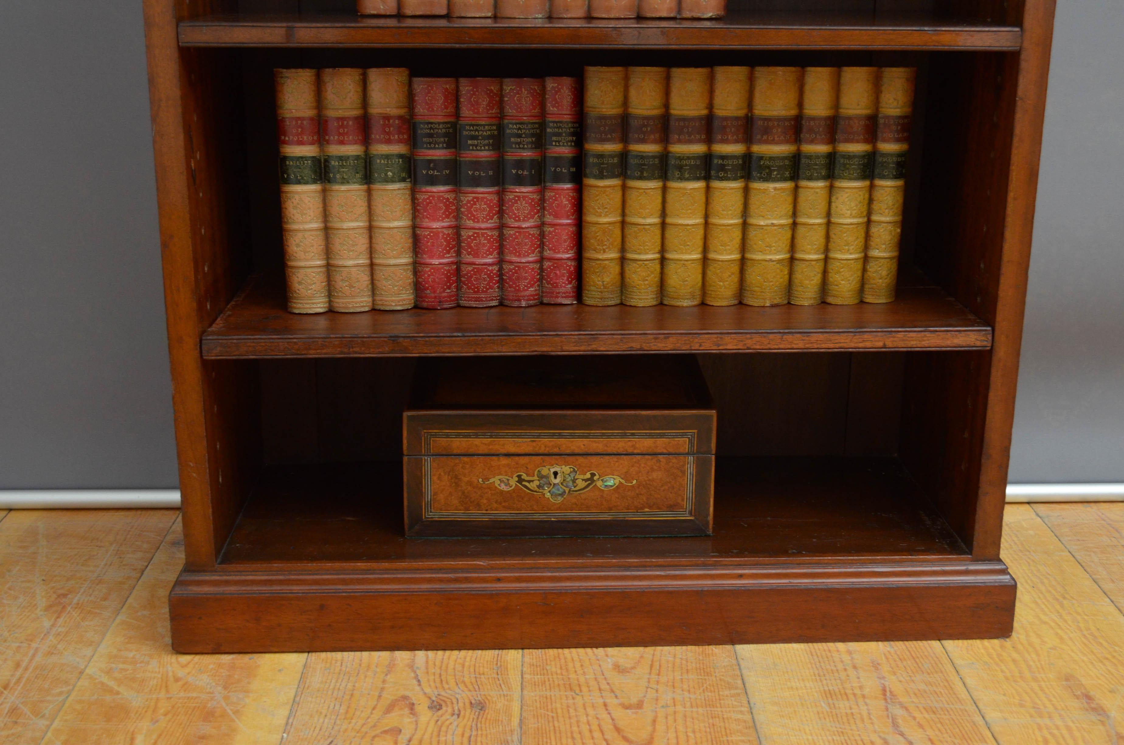 A Low Edwardian Solid Mahogany Open Bookcase For Sale 4