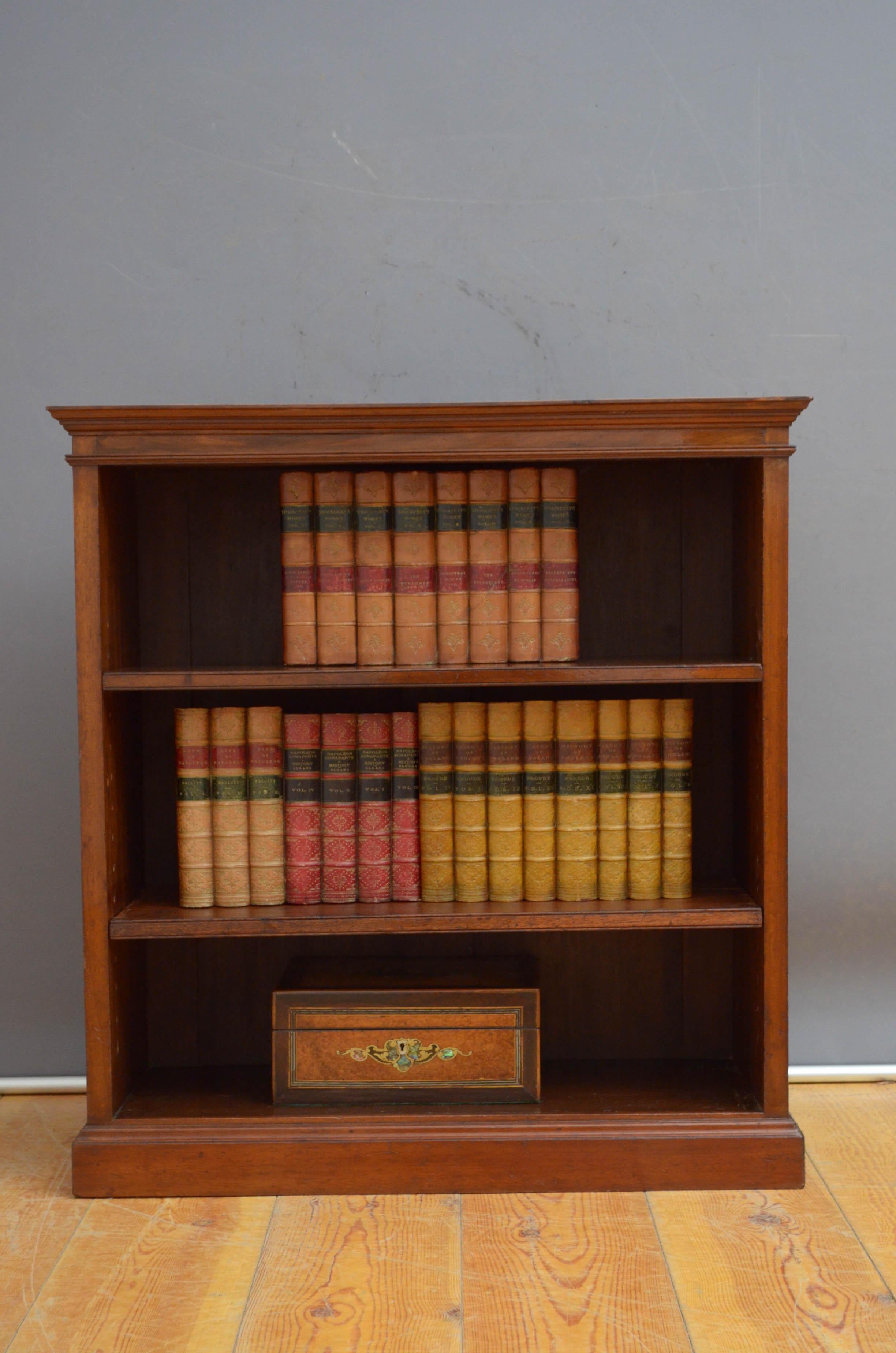 English A Low Edwardian Solid Mahogany Open Bookcase For Sale