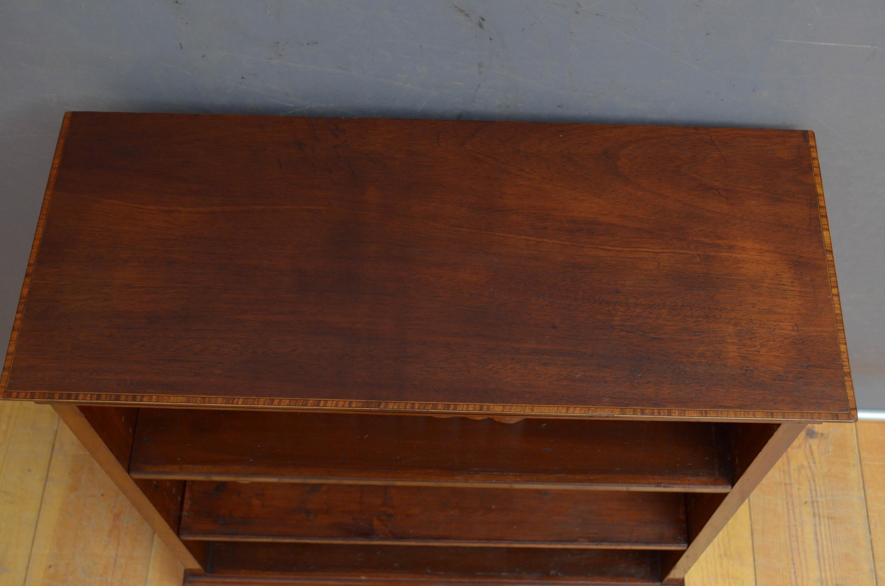 20th Century A Low Edwardian Solid Mahogany Open Bookcase For Sale