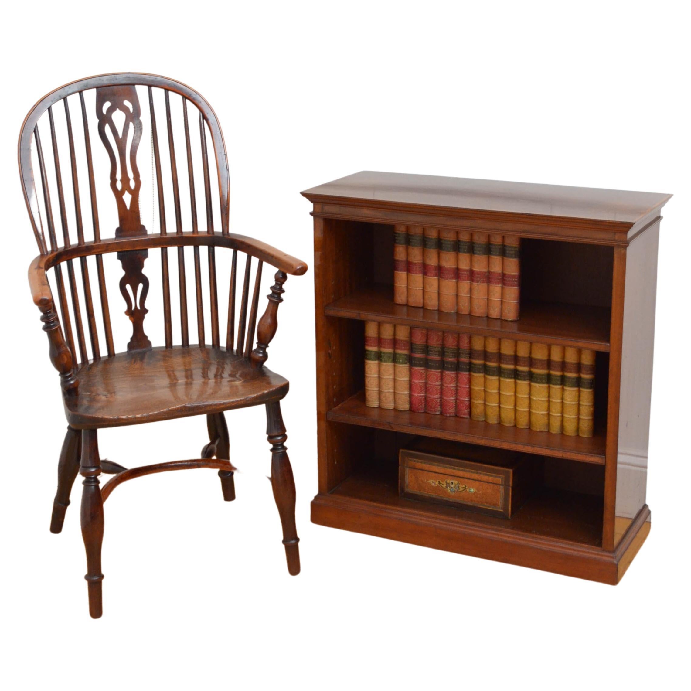 A Low Edwardian Solid Mahogany Open Bookcase For Sale