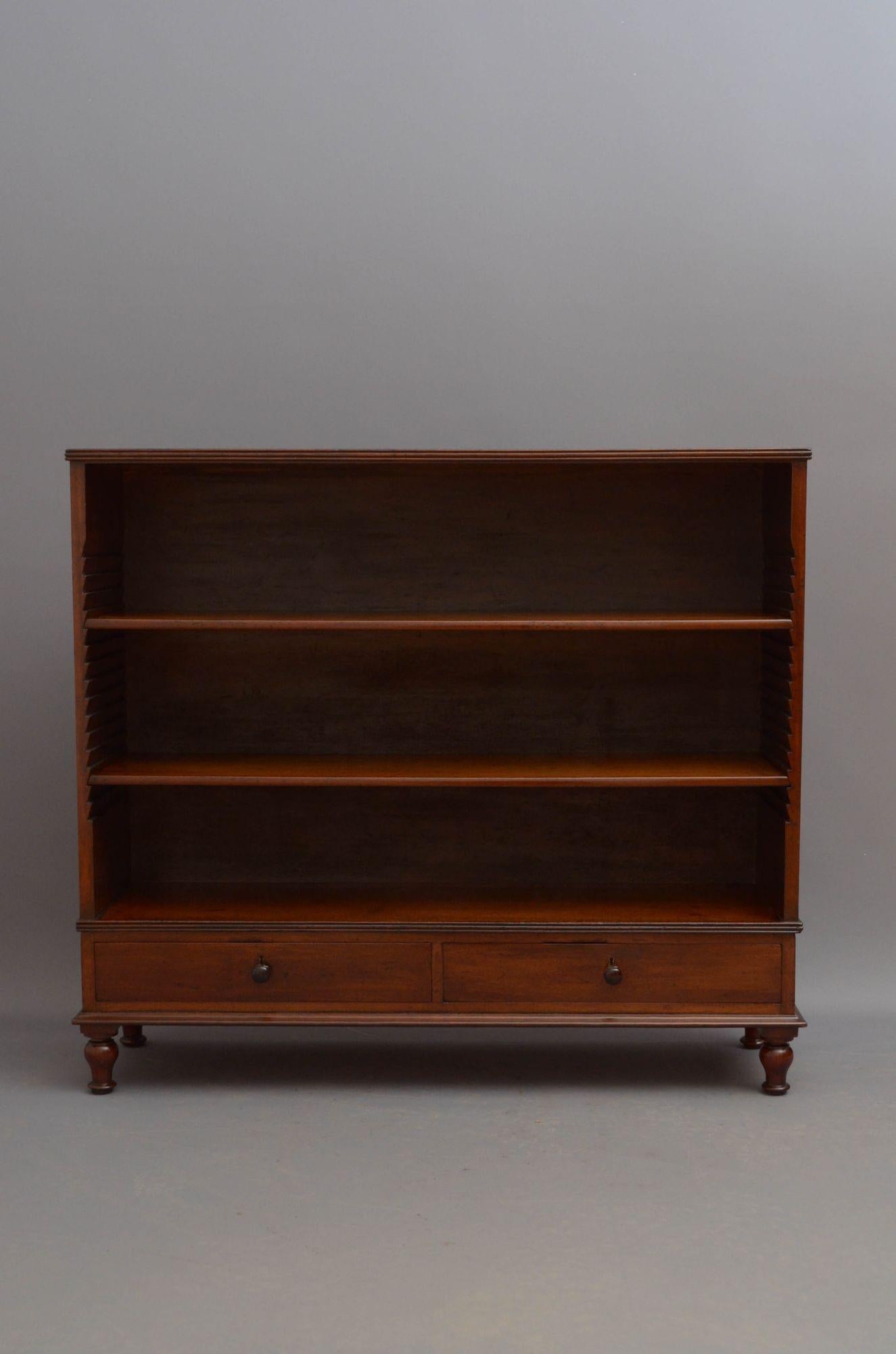 19th Century A Low Georgian Solid Mahogany Open Bookcase