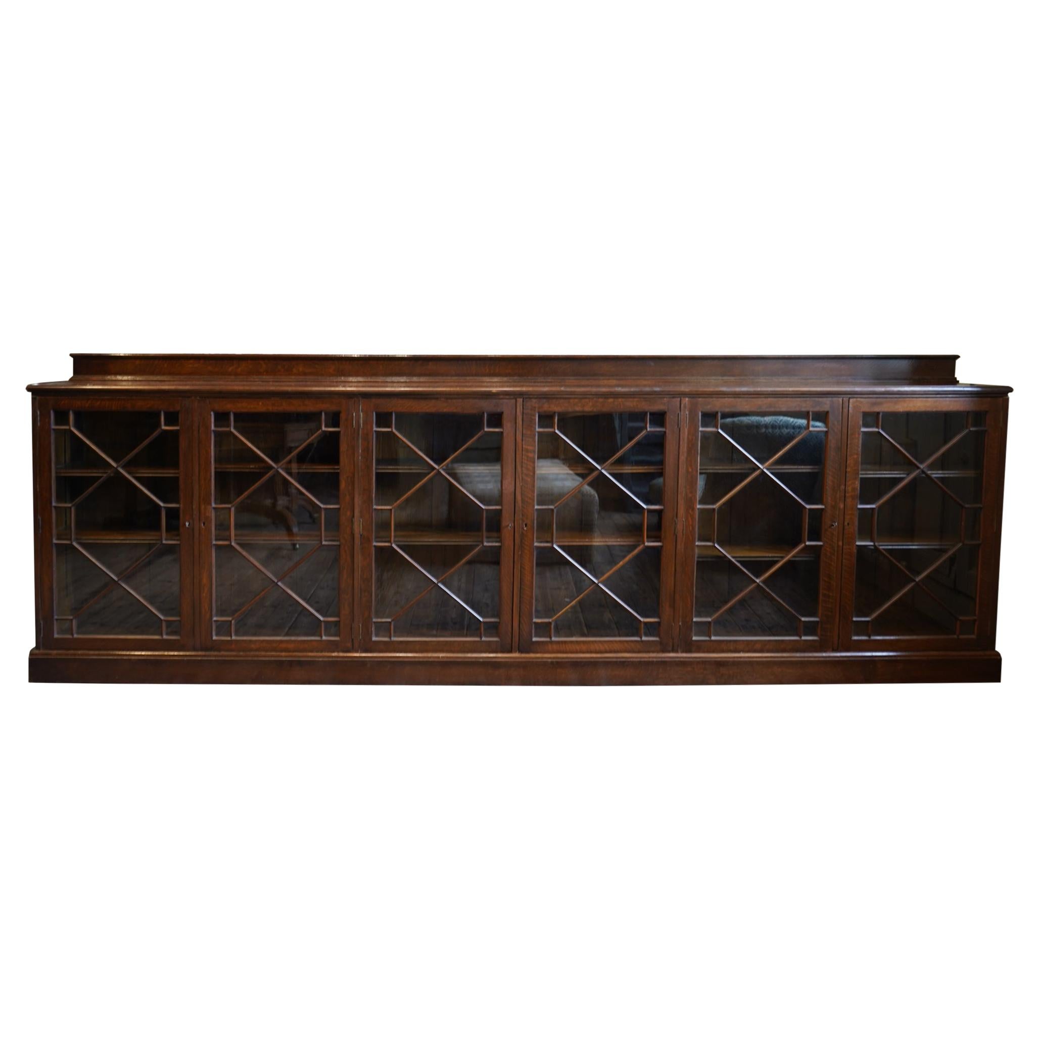 Low Glazed Edwardian Oak Bookcase