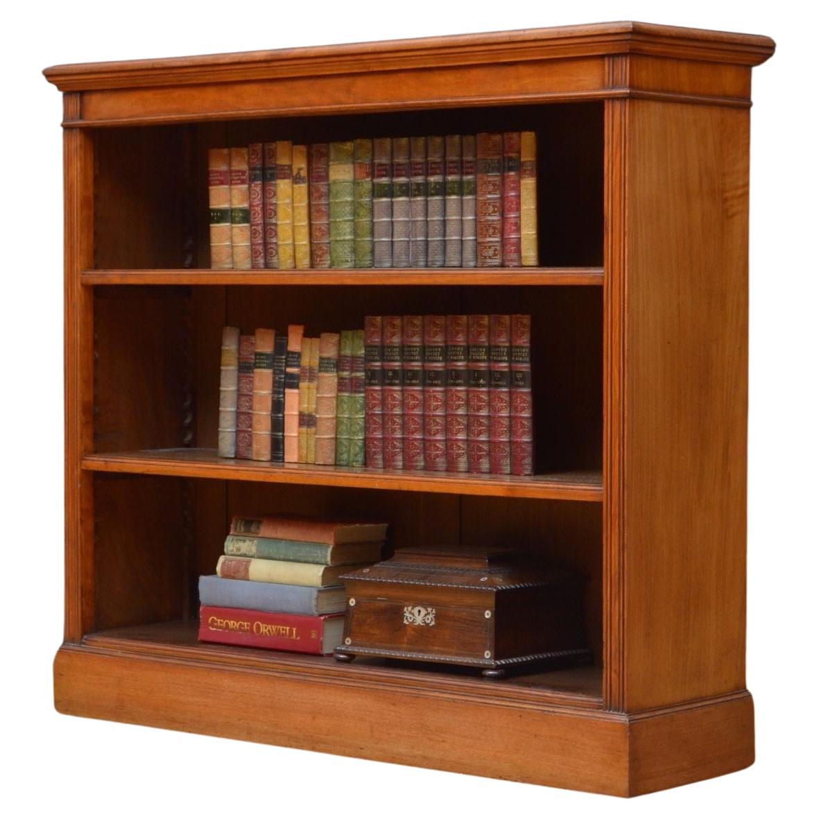 A Low Late Victorian Solid Walnut Open Bookcase