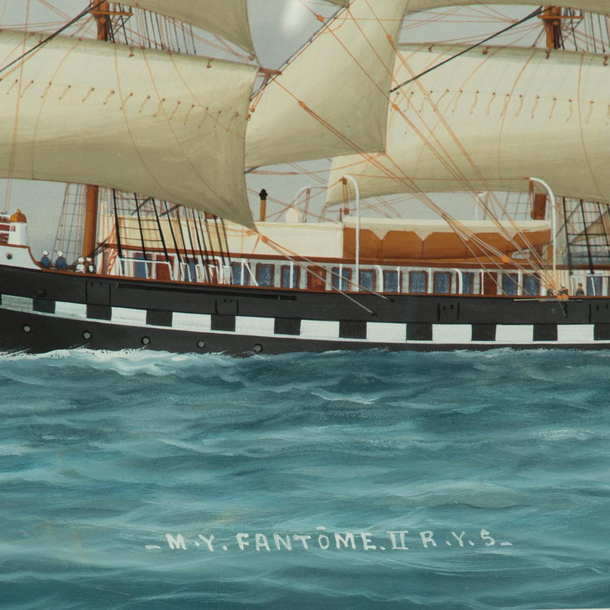 italien Peinture à la gouache de Luca Papaluca représentant le yacht Royal Yacht Squadron 