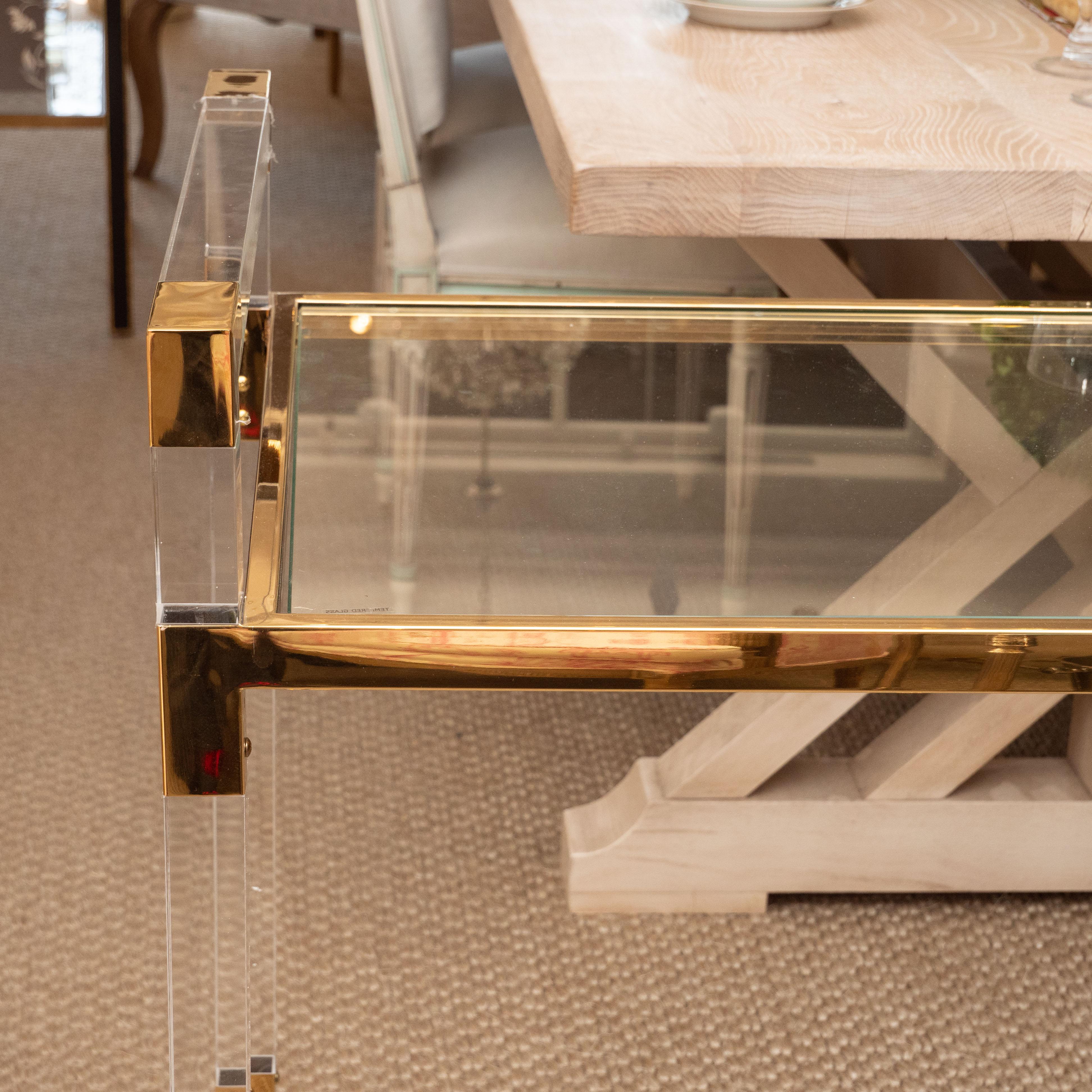 American Lucite and Brass Bar Cart